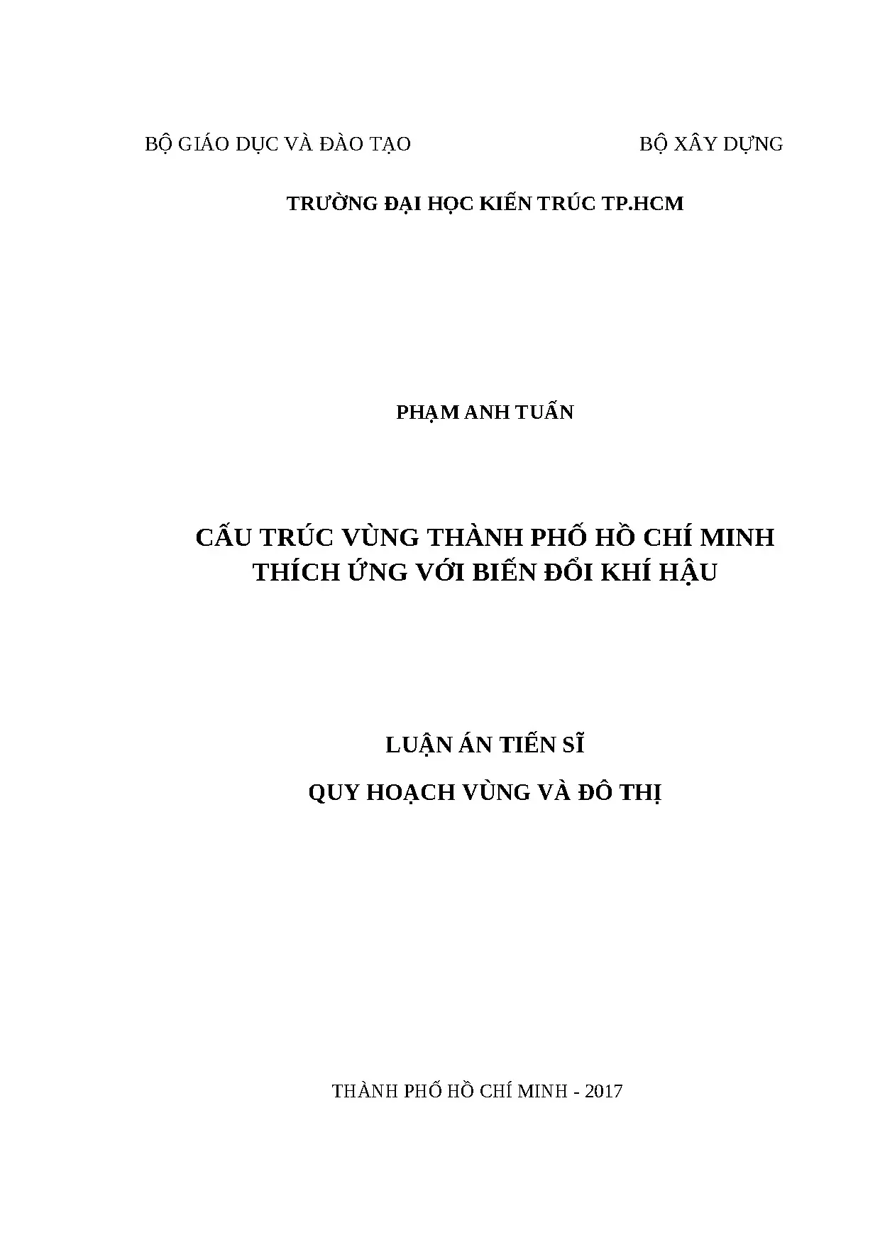 Cấu trúc vùng TP.HCM thích ứng biến đổi khí hậu