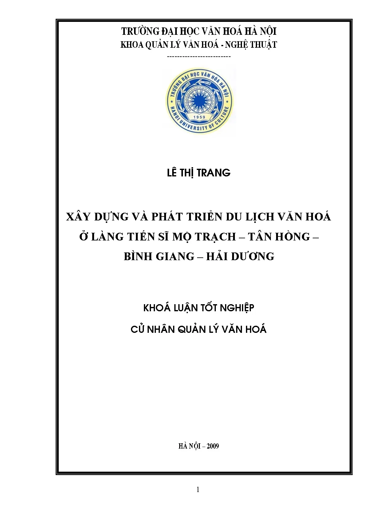 Xây dựng và phát triển du lịch văn hóa ở làng tiến sĩ mộ trạ