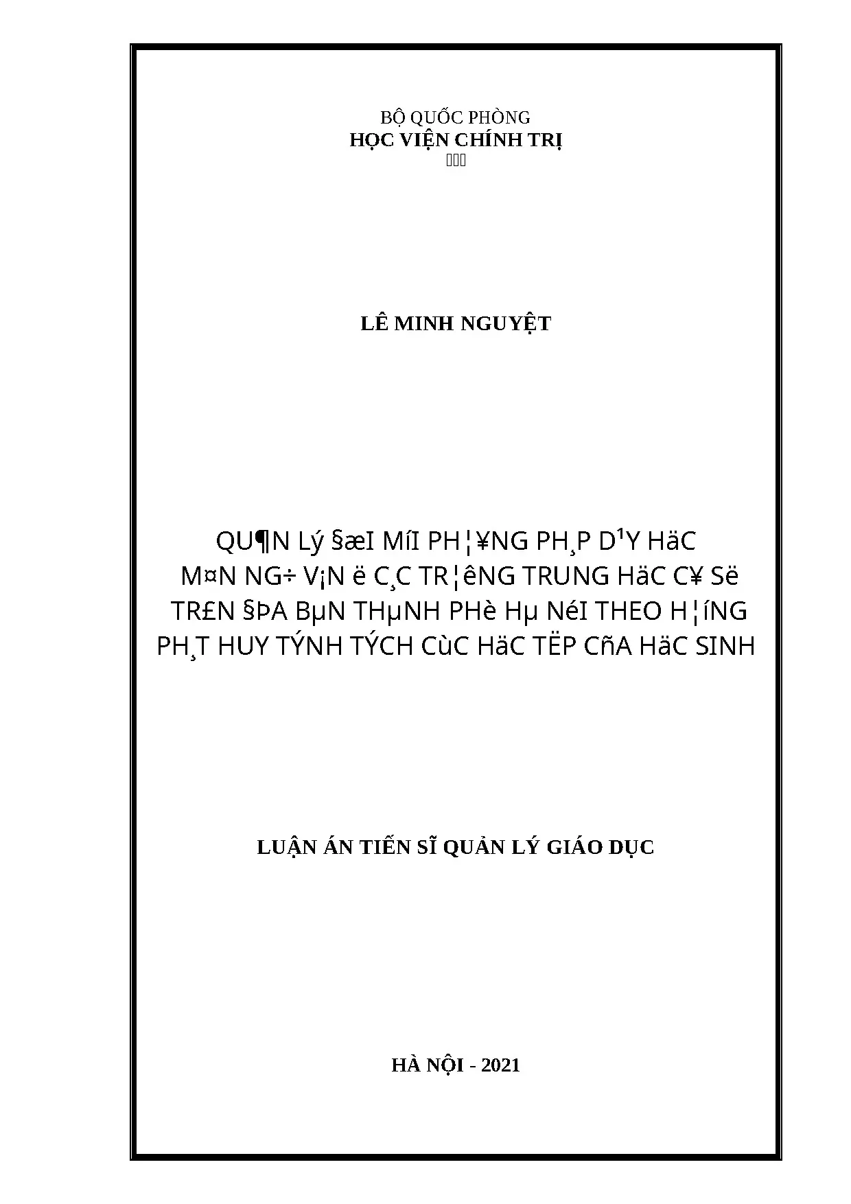 Quản lý đổi mới PPDH Ngữ văn THCS Hà Nội