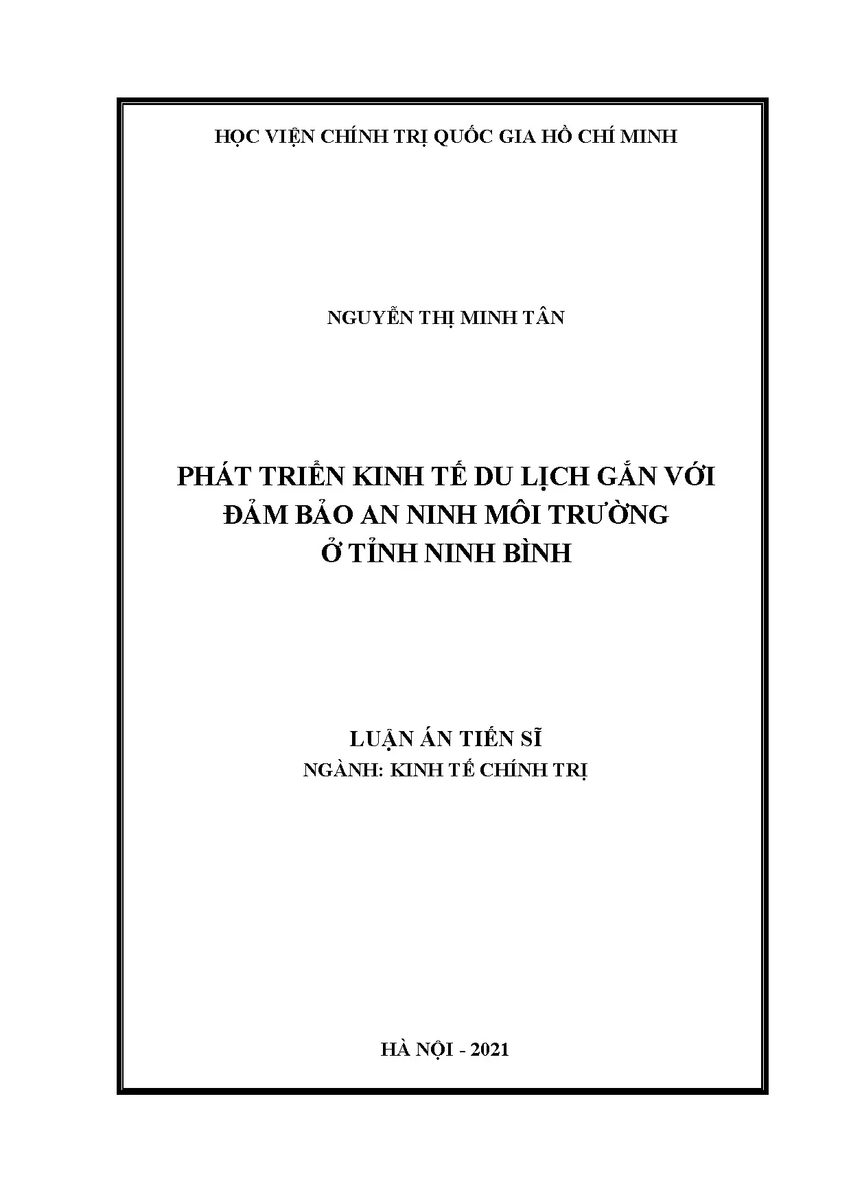 Luận án tiến sĩ phát triển kinh tế du lịch gắn với đảm bảo a
