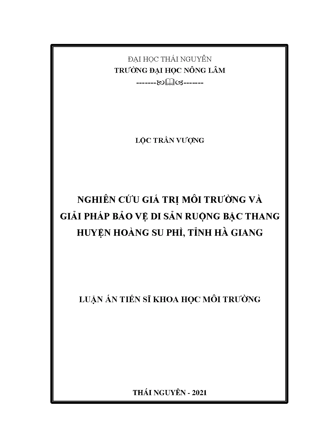 Luận án tiến sĩ nghiên cứu giá trị môi trường và giải pháp b