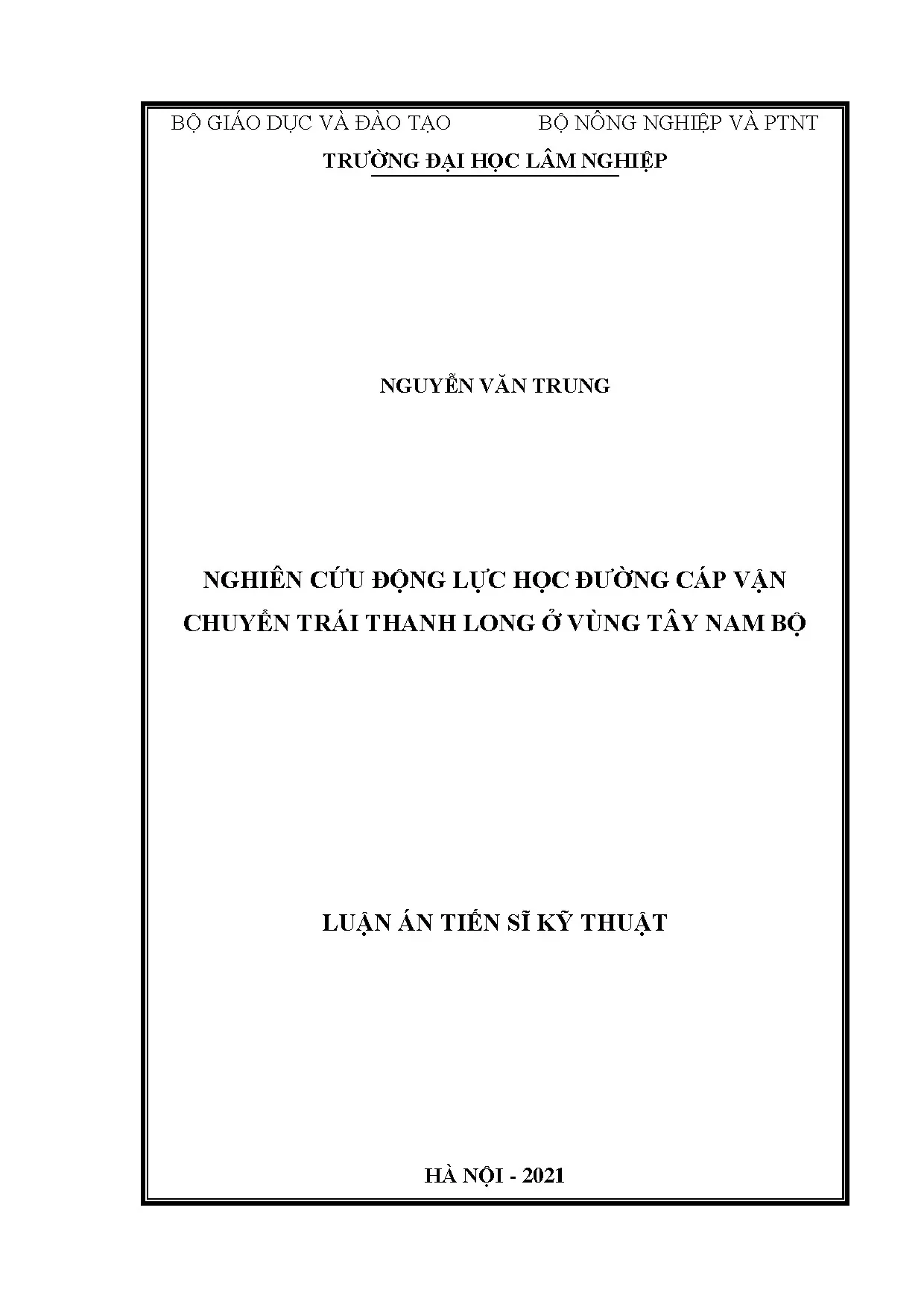 Động lực học đường cáp vận chuyển thanh long Tây Nam Bộ