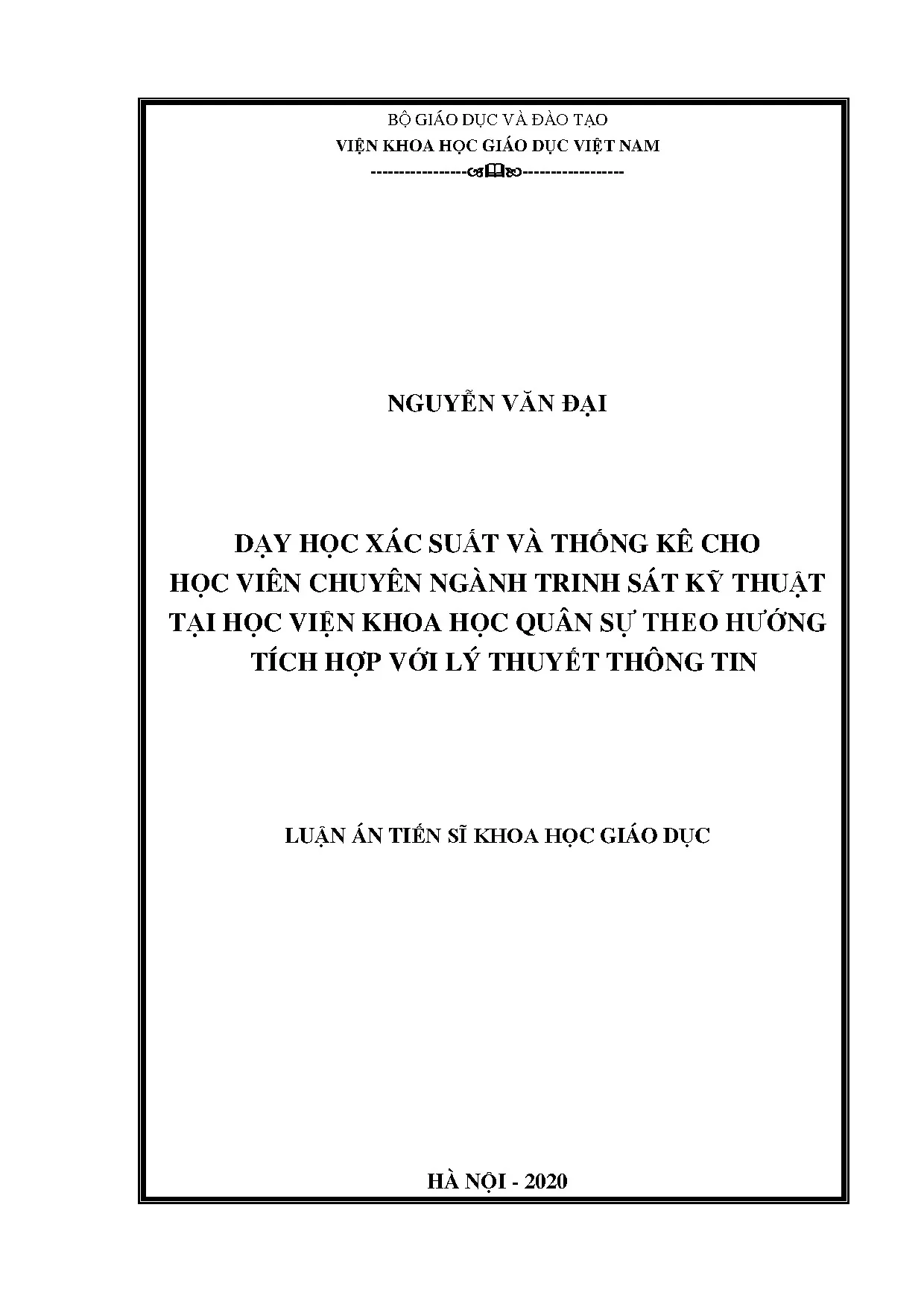 Luận án tiến sĩ dạy học xác suất và thống kê cho học viên ch