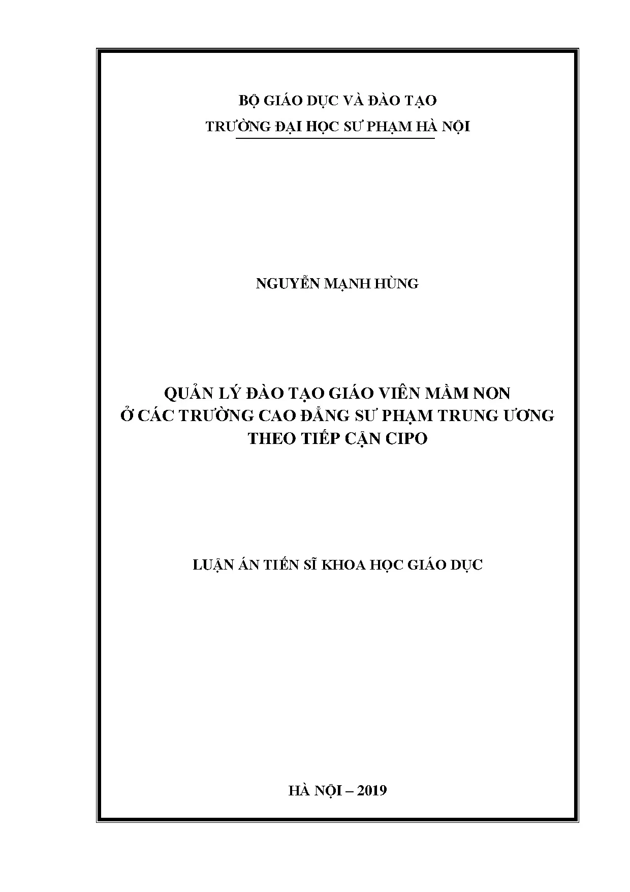 Quản lý đào tạo giáo viên mầm non theo CIPO