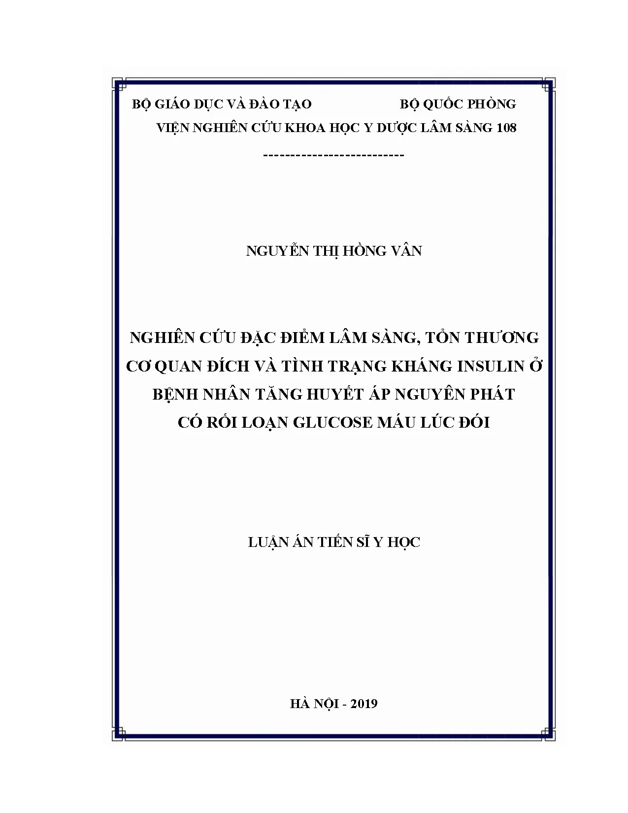 Nghiên cứu đặc điểm lâm sàng tổn thương cơ quan đích và tình