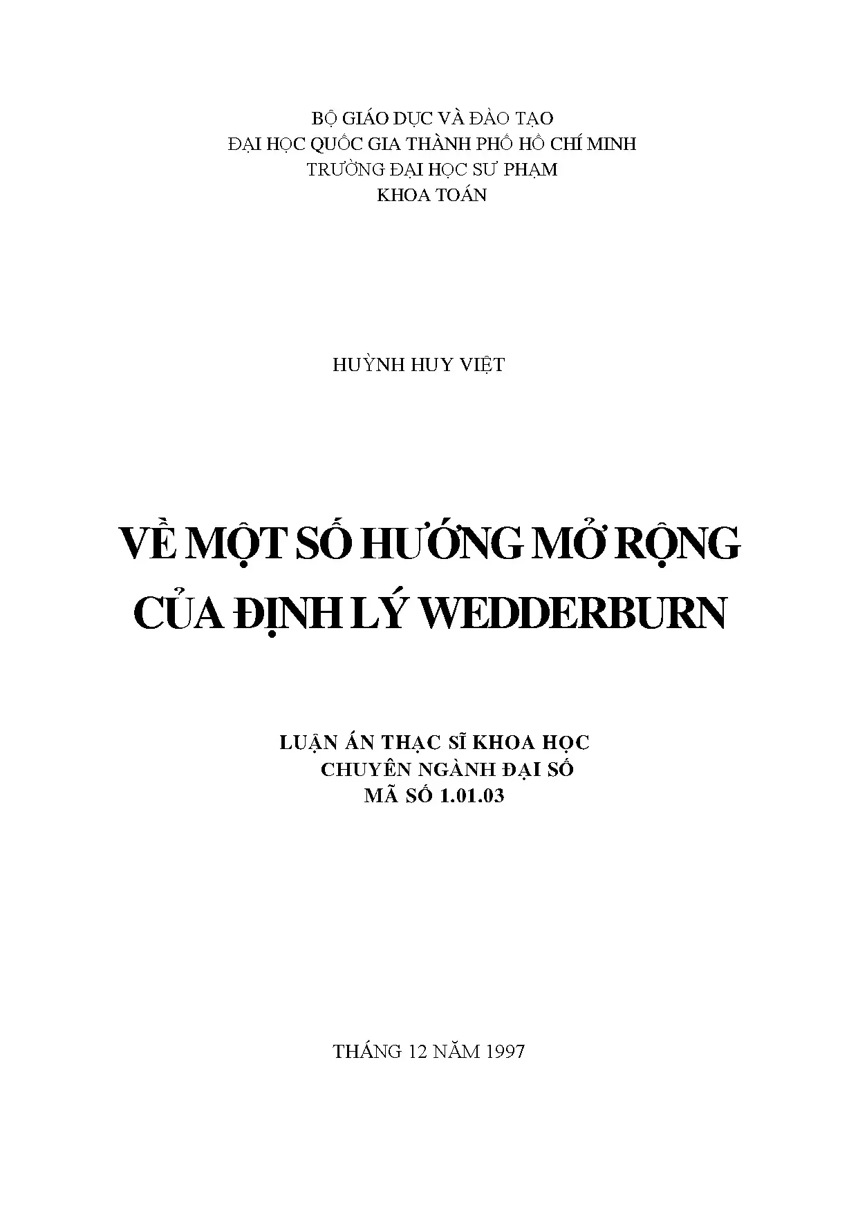 Mở rộng Định lý Wedderburn: Nghiên cứu từ Đại học Sư phạm TP.HCM