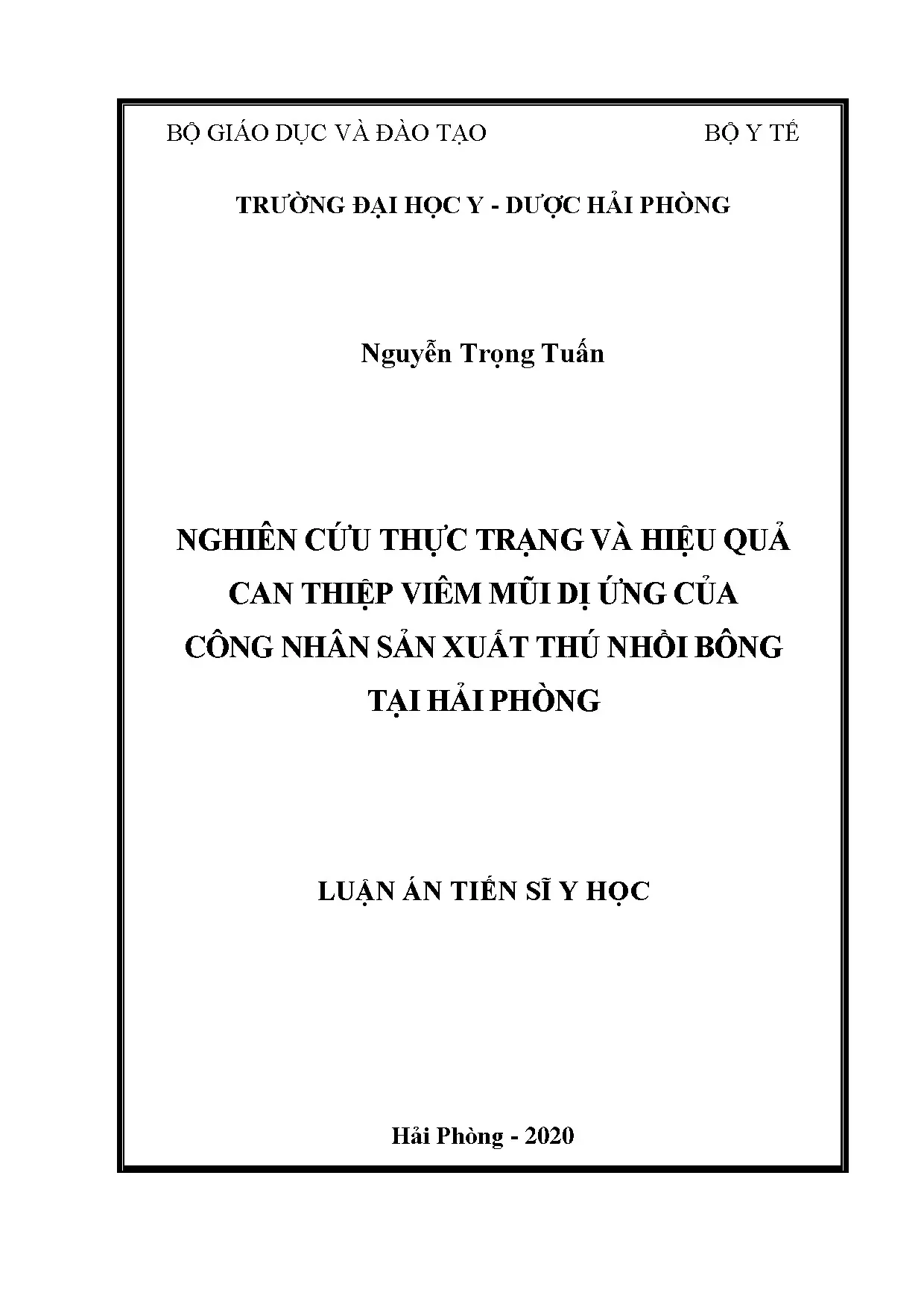 Viêm mũi dị ứng ở công nhân sản xuất thú nhồi bông tại Hải Phòng