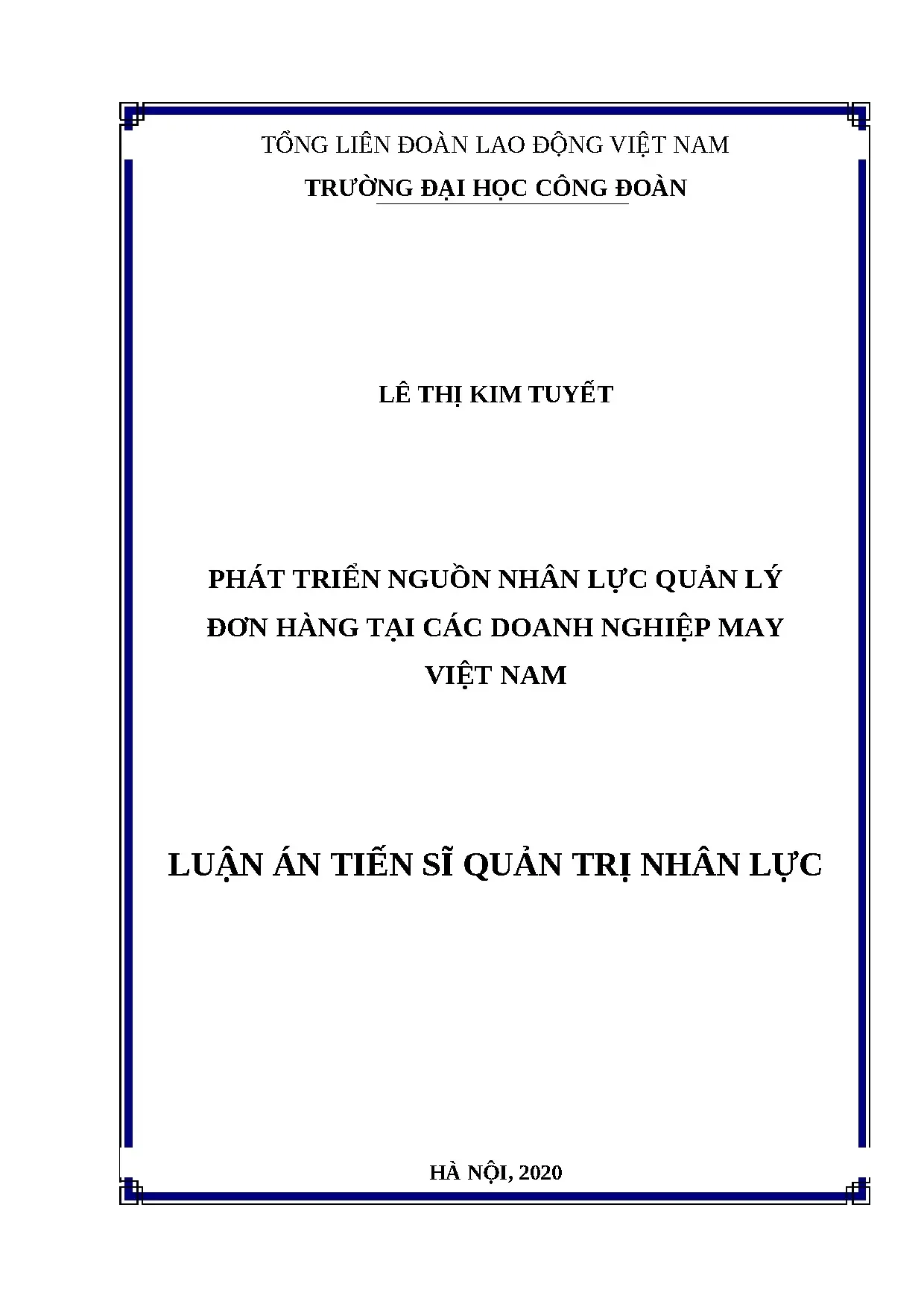 Luận án tiến sĩ quản trị nhân lực full phát triển nguồn nhân