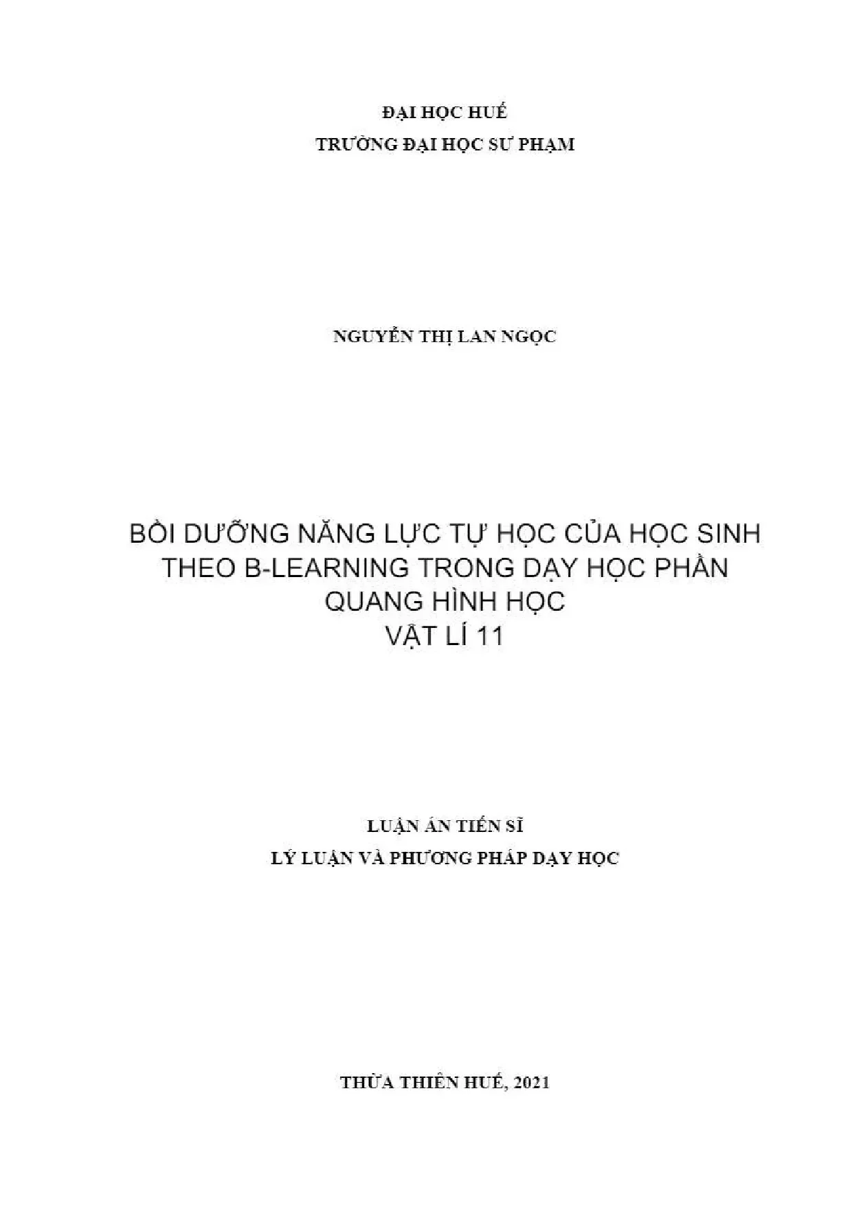 Luận án tiến sĩ bồi dưỡng năng lực tự học của học sinh theo