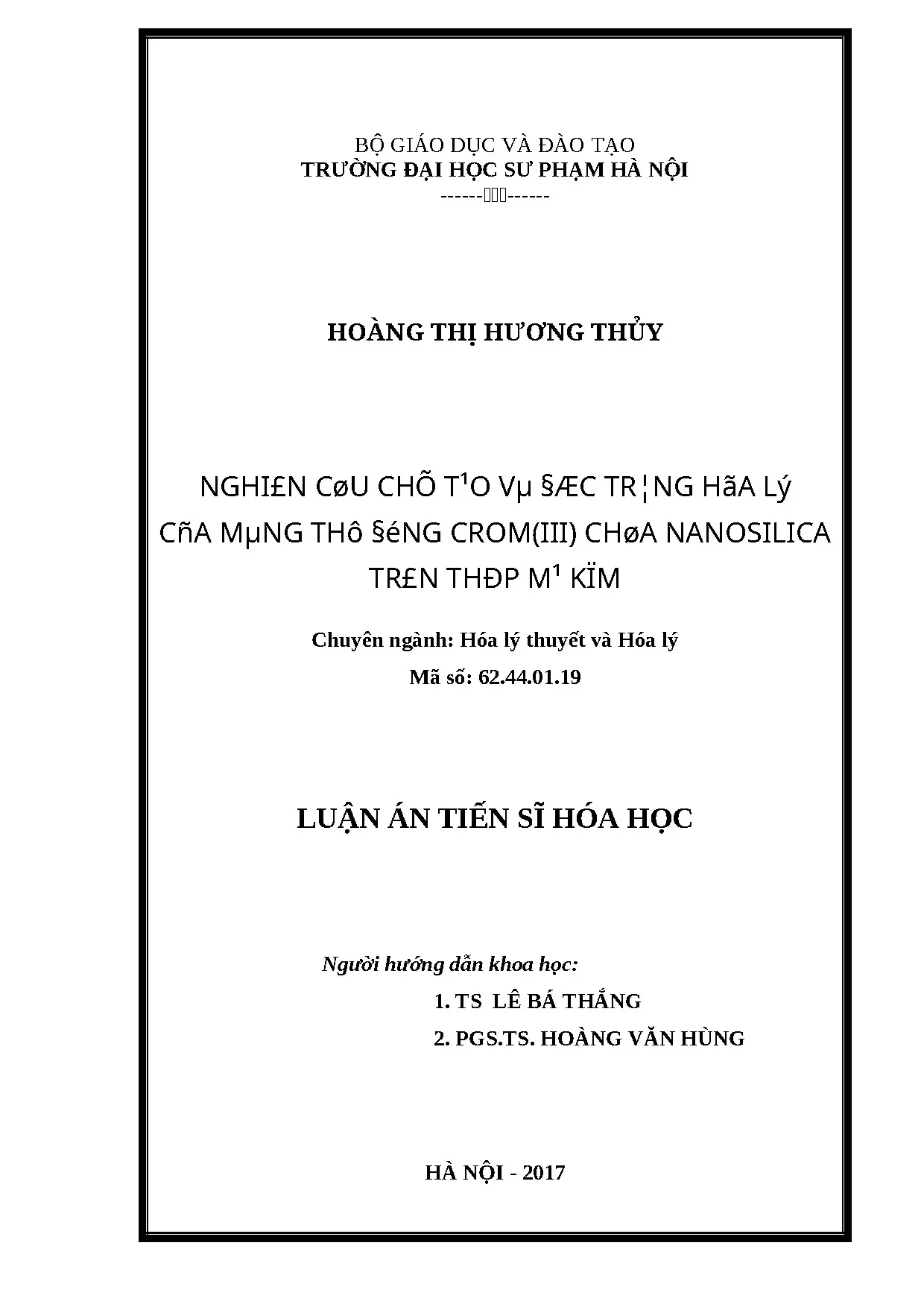 Luận án tiến sĩ nghiên cứu chế tạo và đặc trưng hóa lý của m