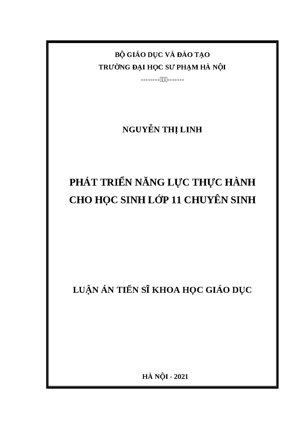 Phát triển năng lực thực hành cho học sinh chuyên Sinh
