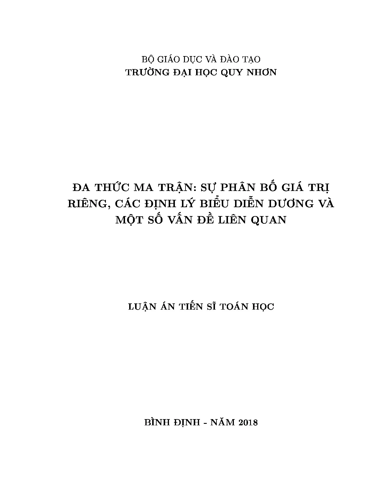 Đa thức ma trận sự phân bố giá trị riêng các định lý biểu di