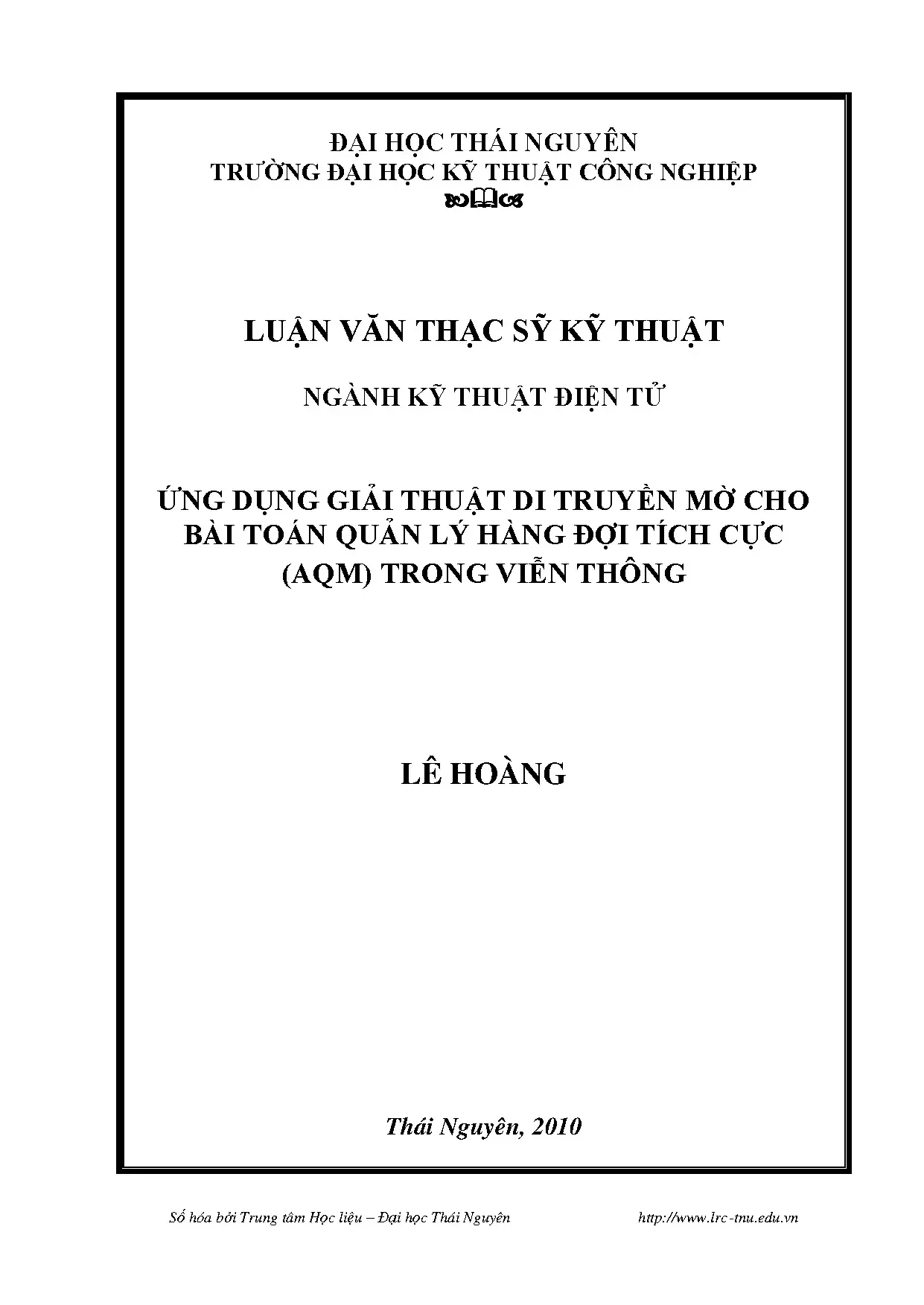 Giải thuật di truyền mờ cho quản lý hàng đợi AQM viễn thông