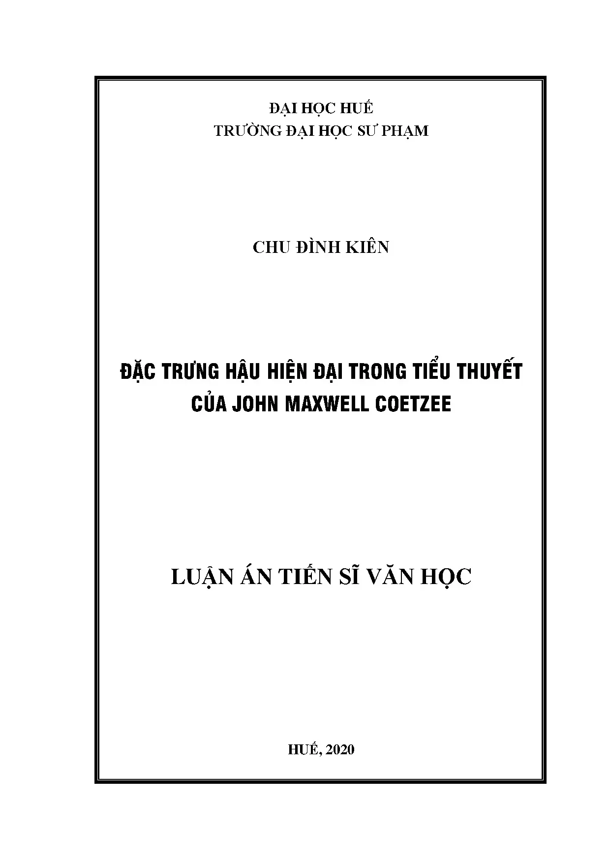 Đặc trưng hậu hiện đại trong tiểu thuyết John Maxwell Coetzee