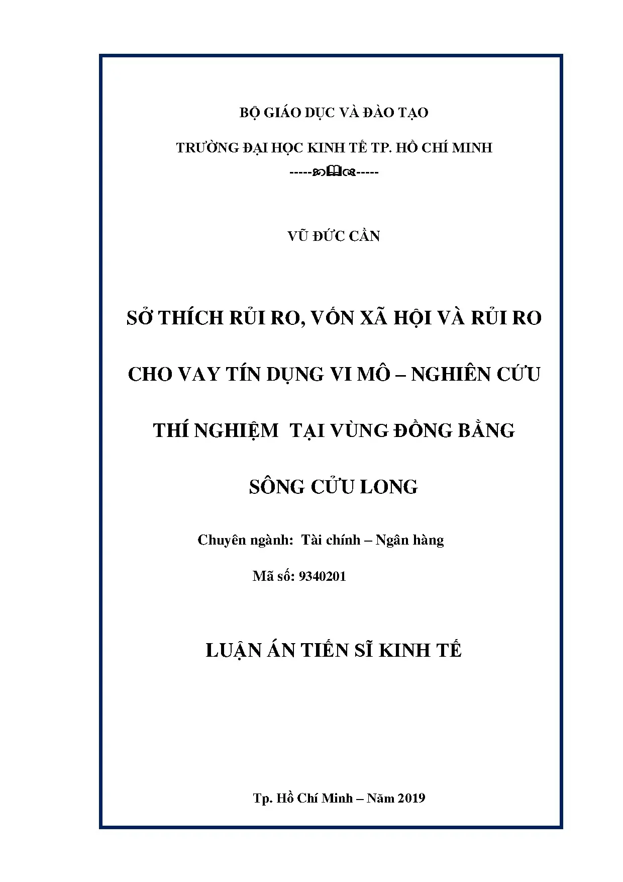 Sở thích rủi ro, vốn xã hội và rủi ro vay TDVM