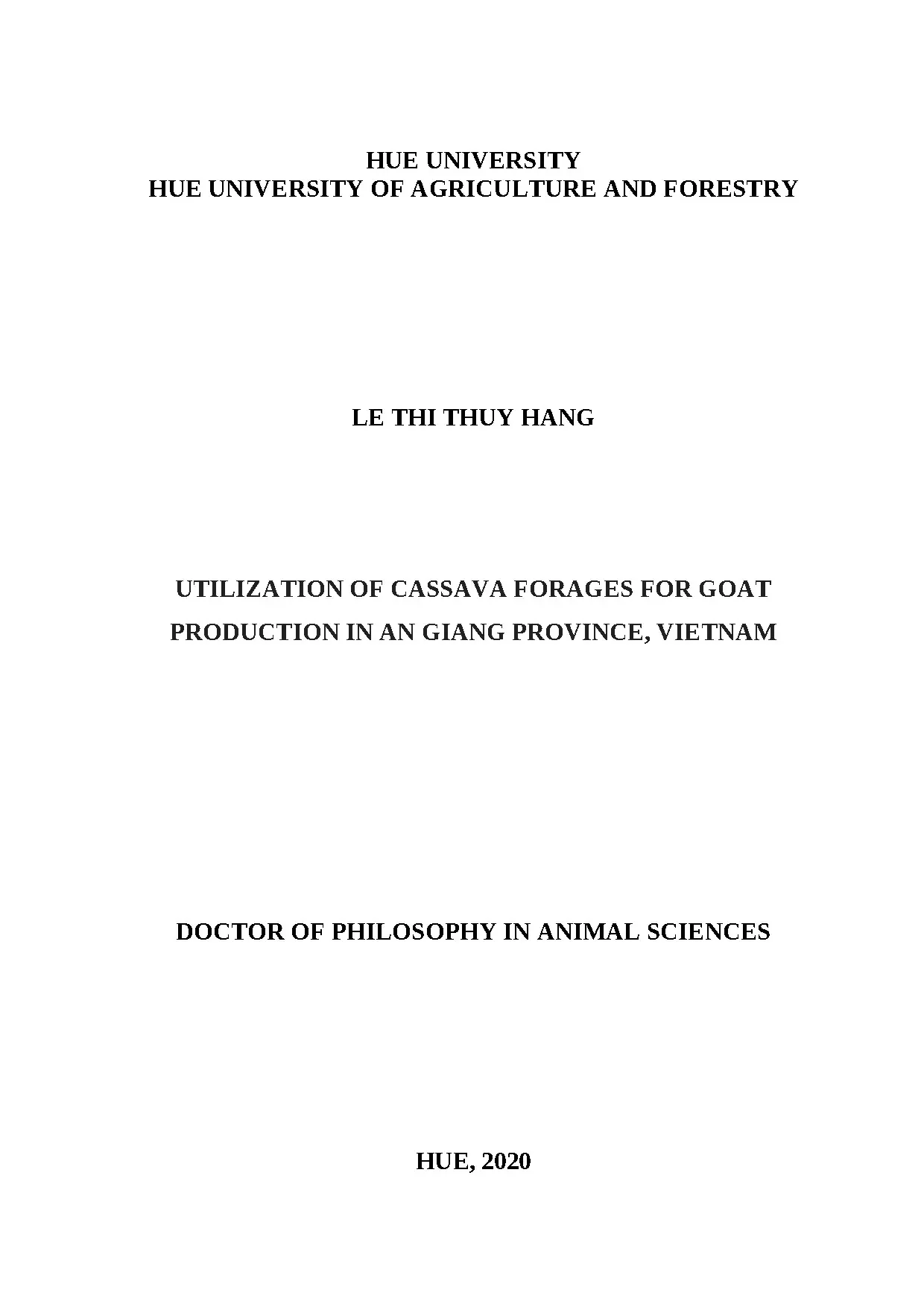 Luận án tiến sĩ sử dụng cây khoai mì sắn để phát triển chăn