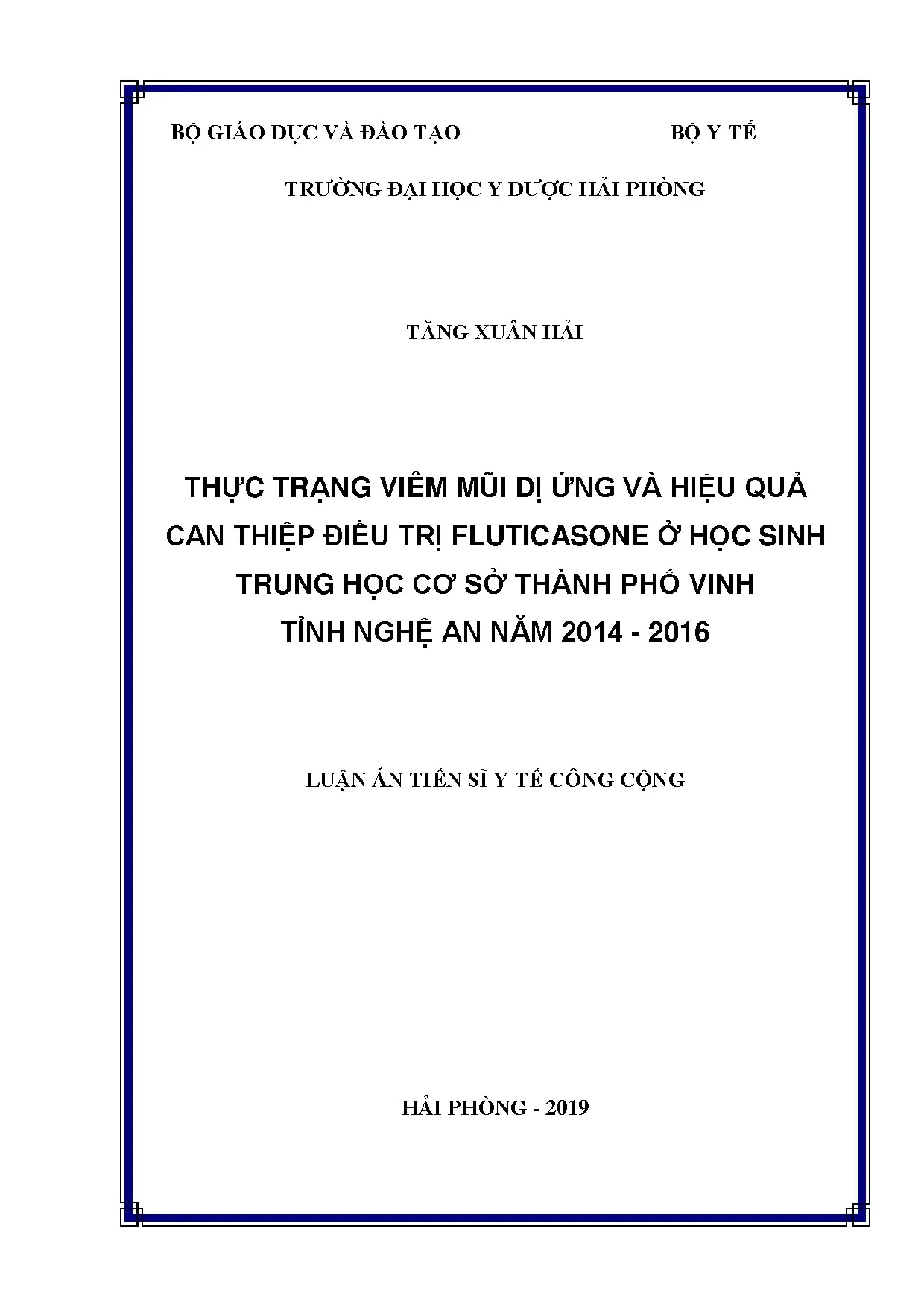 Luận án tiến sĩ y tế công cộng thực trạng viêm mũi dị ứng v