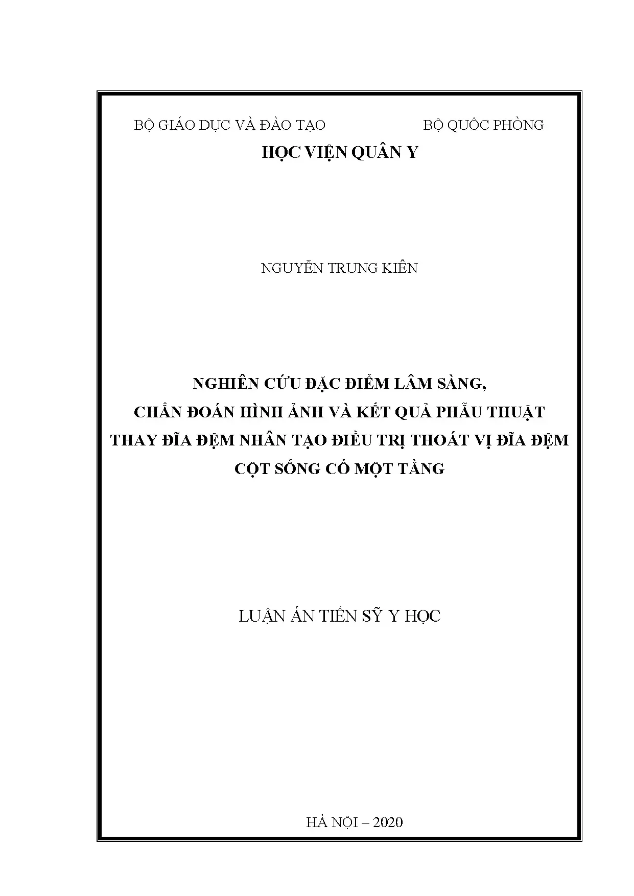 Luận án tiến sĩ y học nghiên cứu đặc điểm lâm sàng chẩn đoán