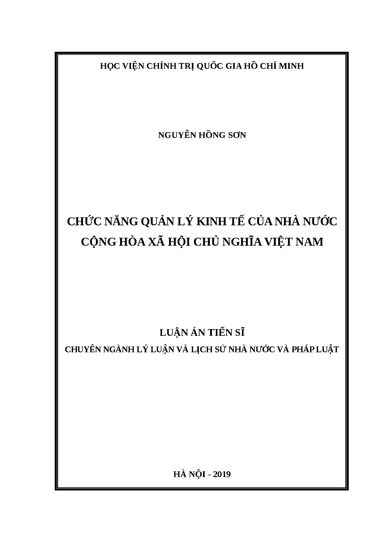 Luận án tiến sĩ chức năng quản lý kinh tế của nhà nước cộng