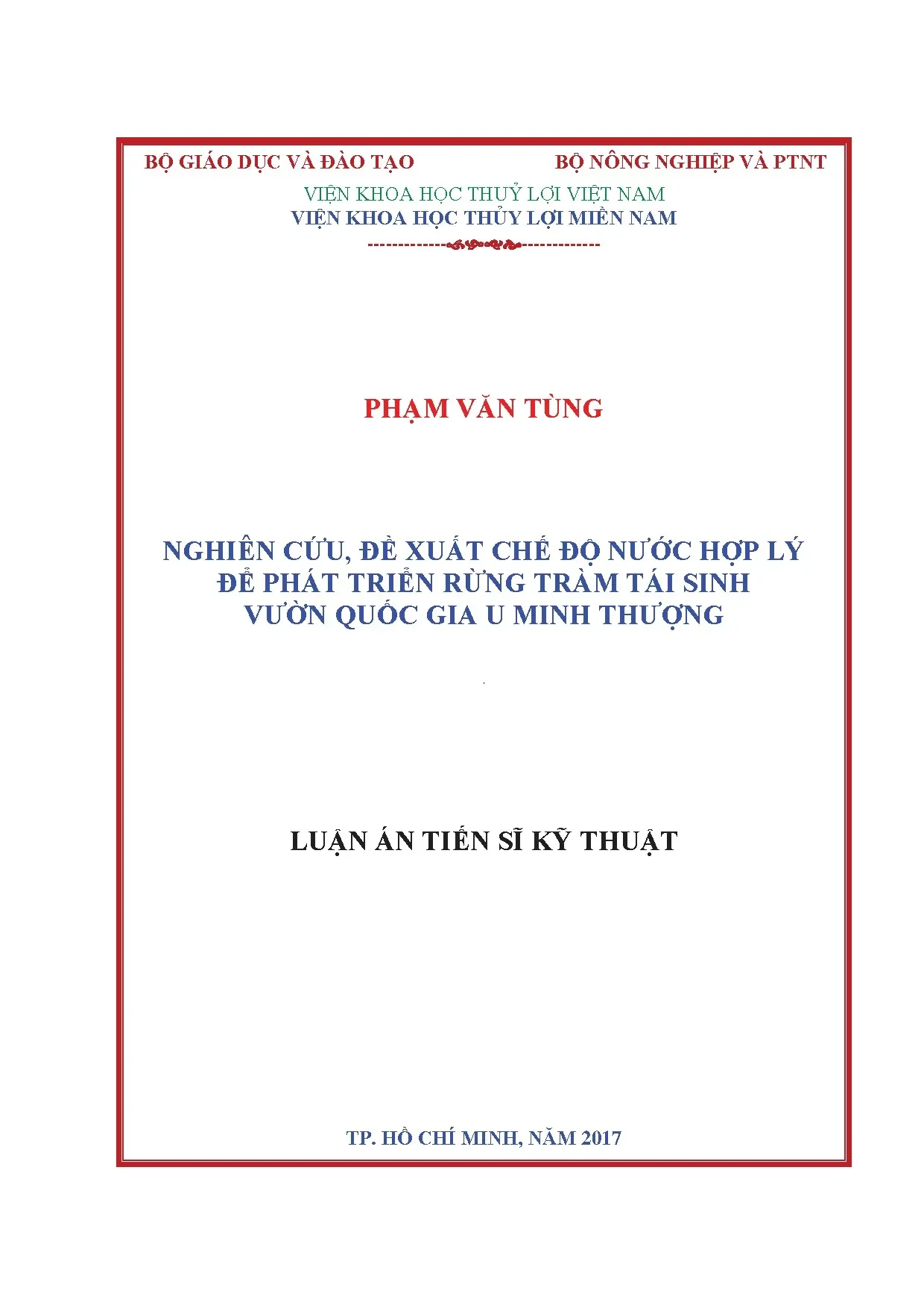 Nghiên cứu đề xuất chế độ nước hợp lý để phát triển rừng trà