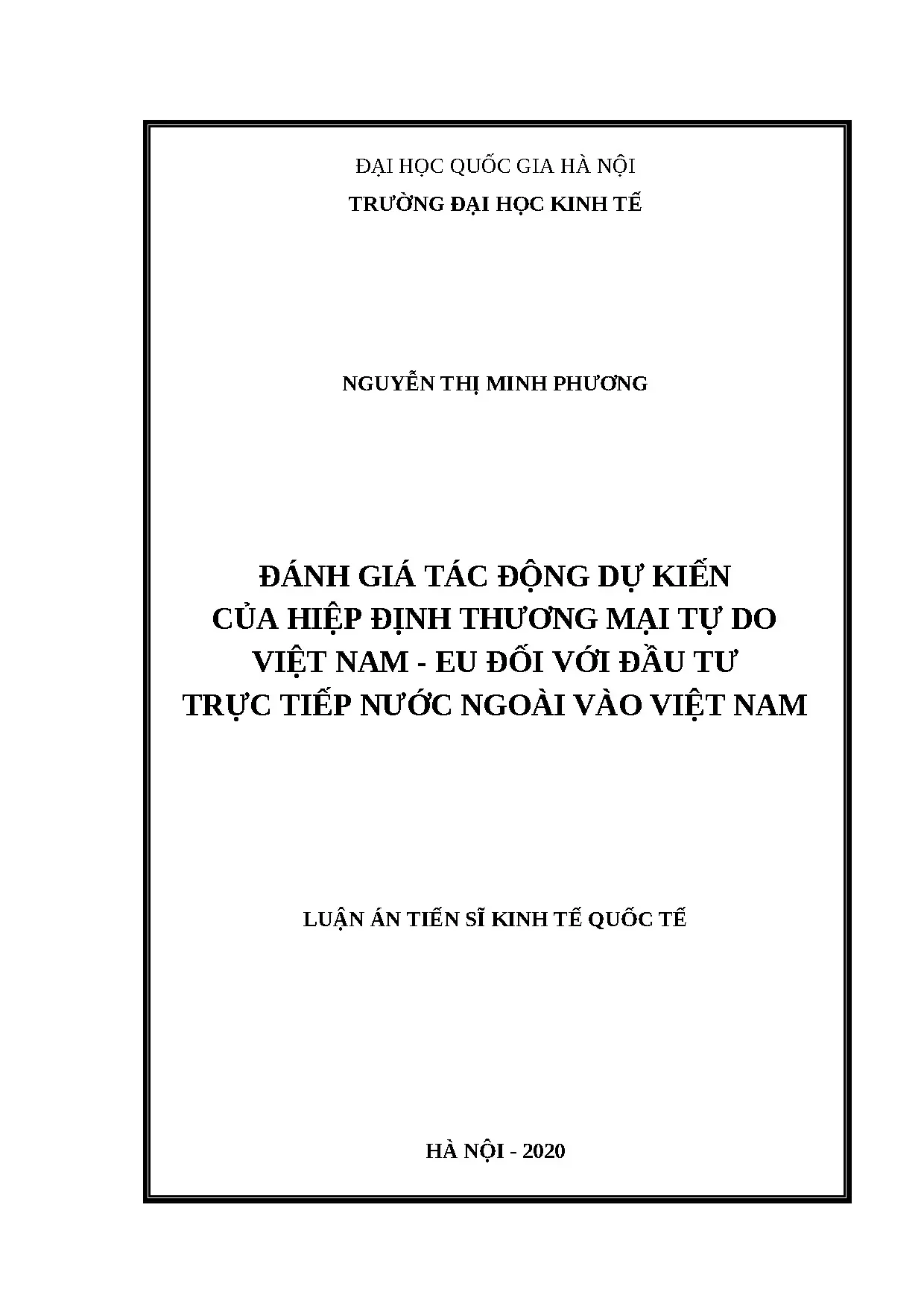 Luận án tiến sĩ kinh tế quốc tế full đánh giá tác động dự ki