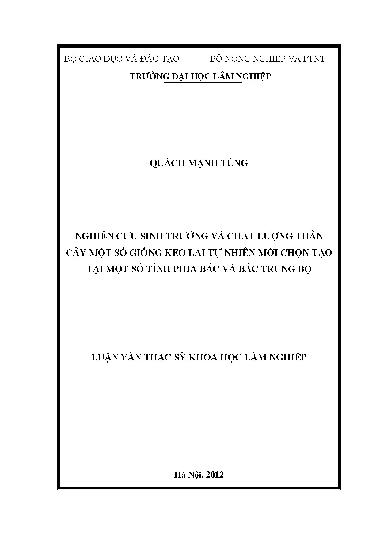 Nghiên cứu sinh trưởng và chất lượng thân cây một số giống k