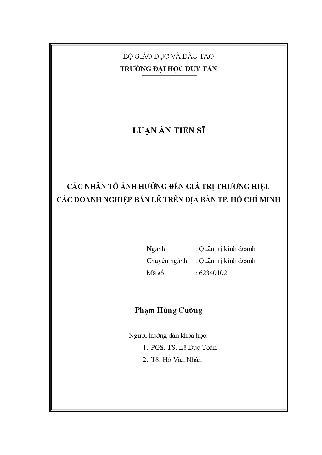 Các nhân tố ảnh hưởng đến giá trị thương hiệu các doanh nghi