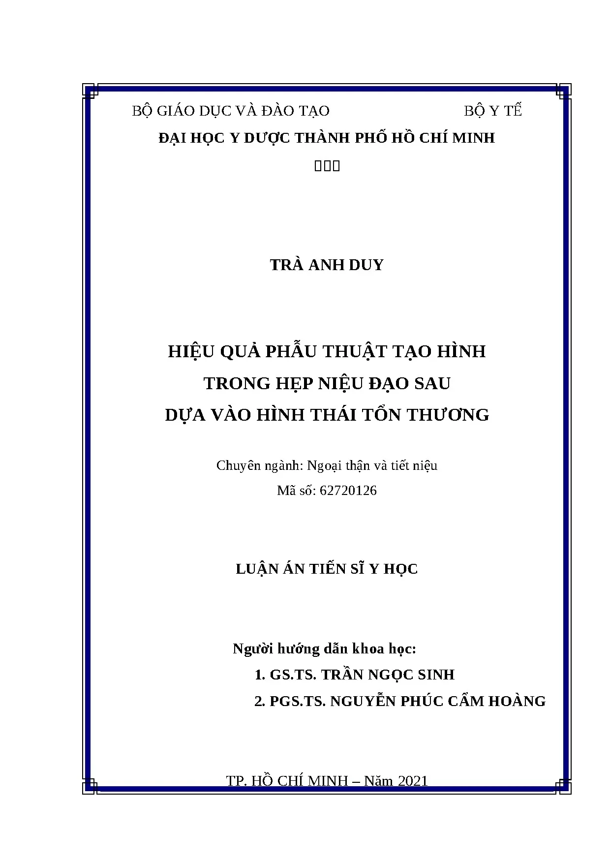 Luận án tiến sĩ file word hiệu quả phẫu thuật tạo hình trong