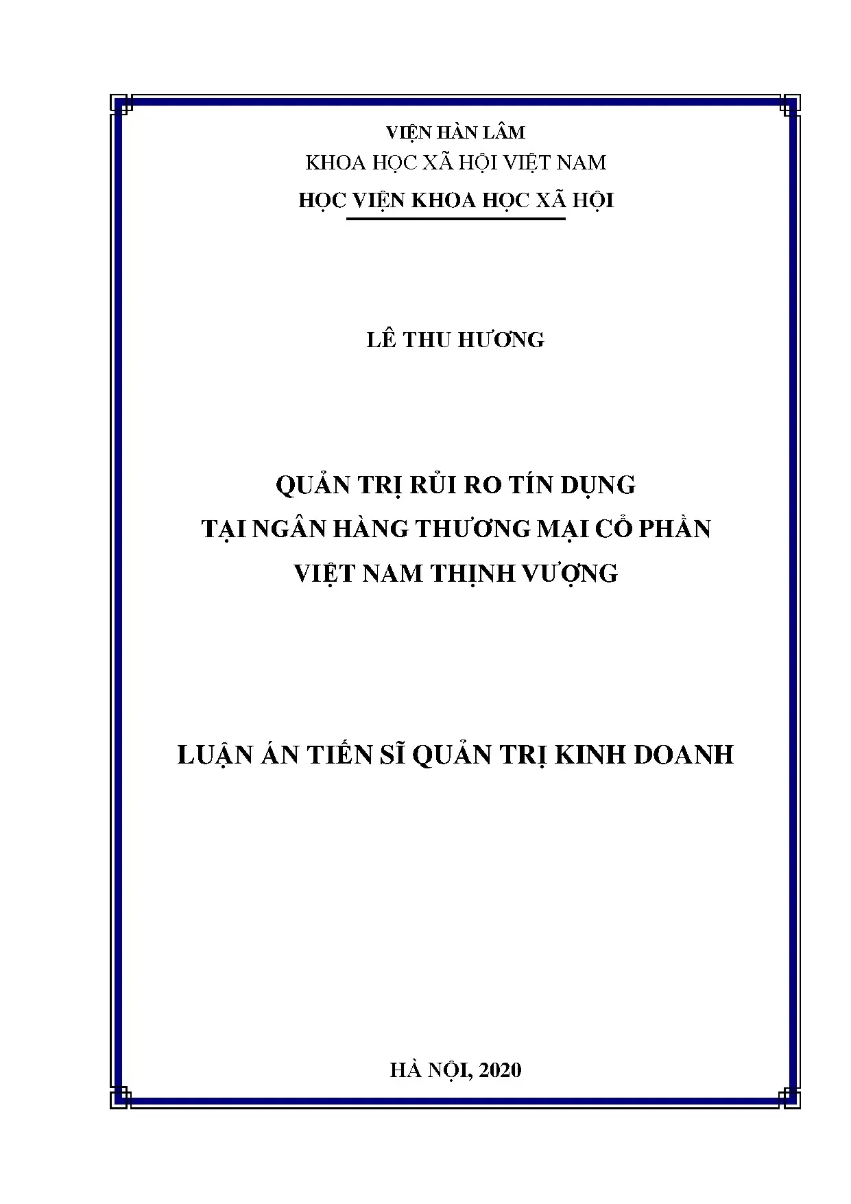 Quản trị rủi ro tín dụng tại VPBank