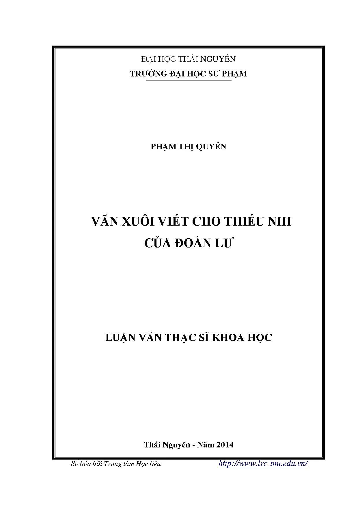 Văn xuôi viết cho thiếu nhi của đoàn lư luận án tiến sĩ