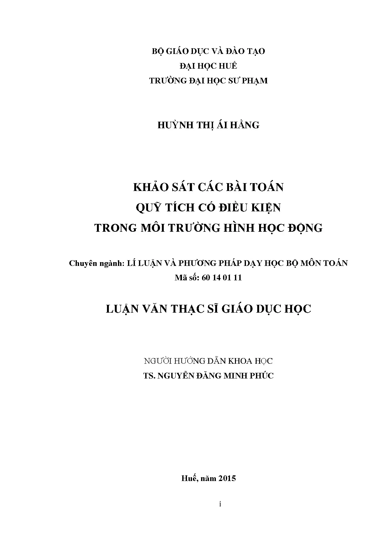Bài toán quỹ tích có điều kiện trên Hình học động