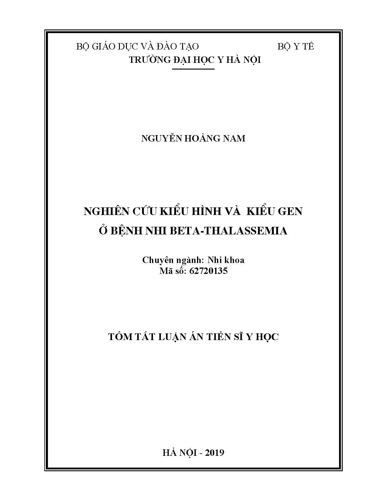 Tóm tắt luận án tiến sĩ y học nghiên cứu kiểu hình và kiểu g