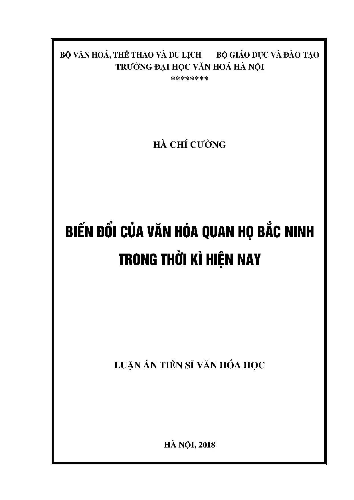 Biến đổi Văn hóa Quan họ Bắc Ninh trong thời kỳ hiện nay