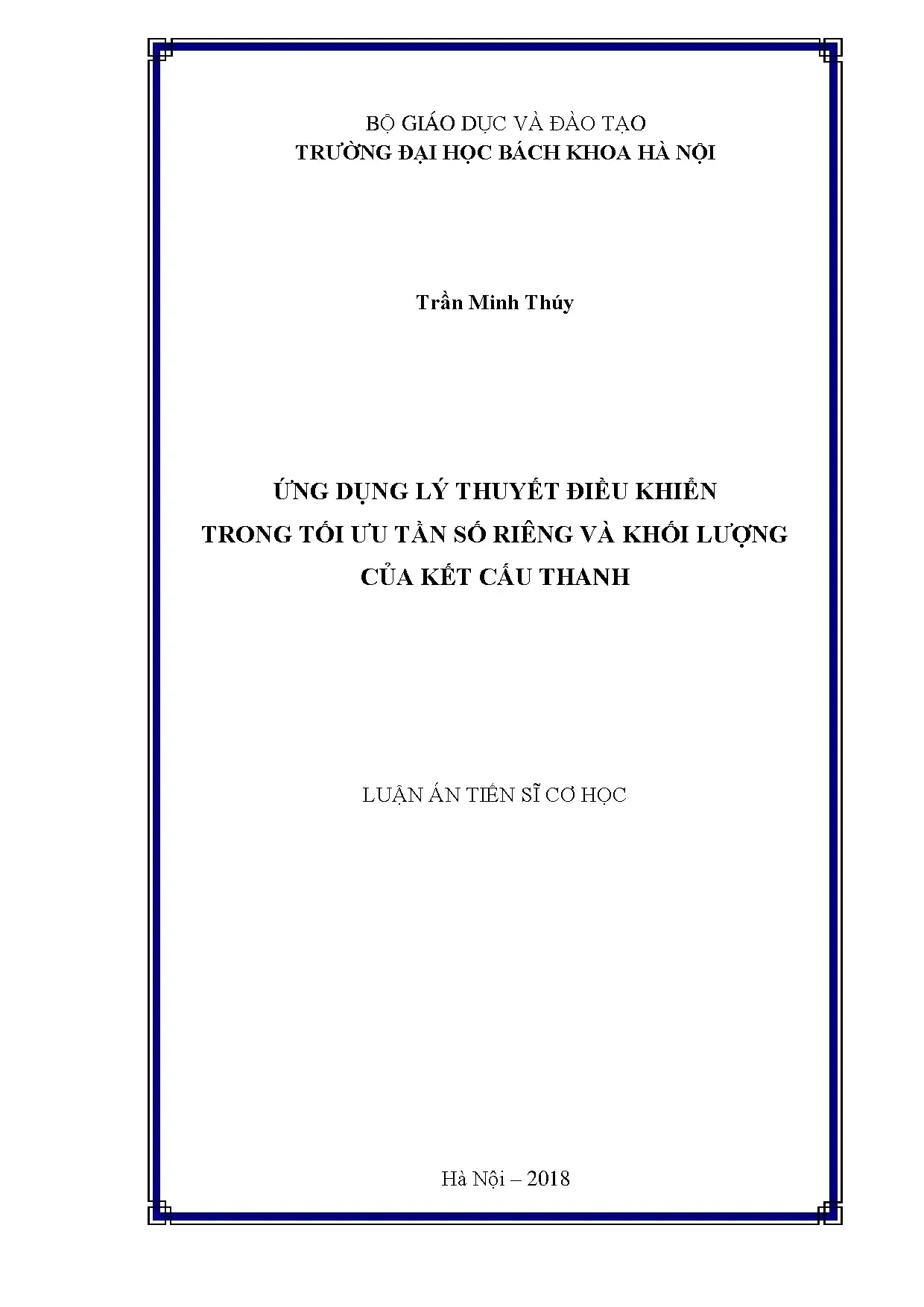 Ứng dụng lý thuyết điều khiển trong tối ưu tần số riêng và k