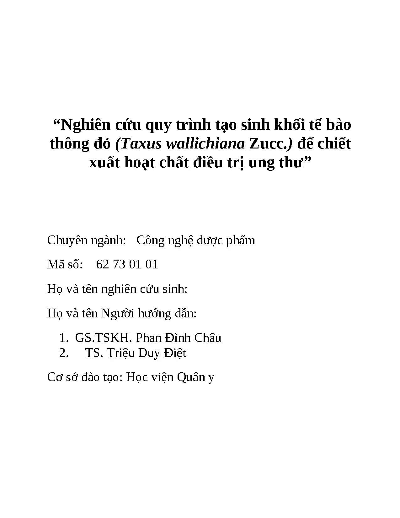 Luận án tiến sĩ dược học full cnd và bc nghiên cứu quy trình