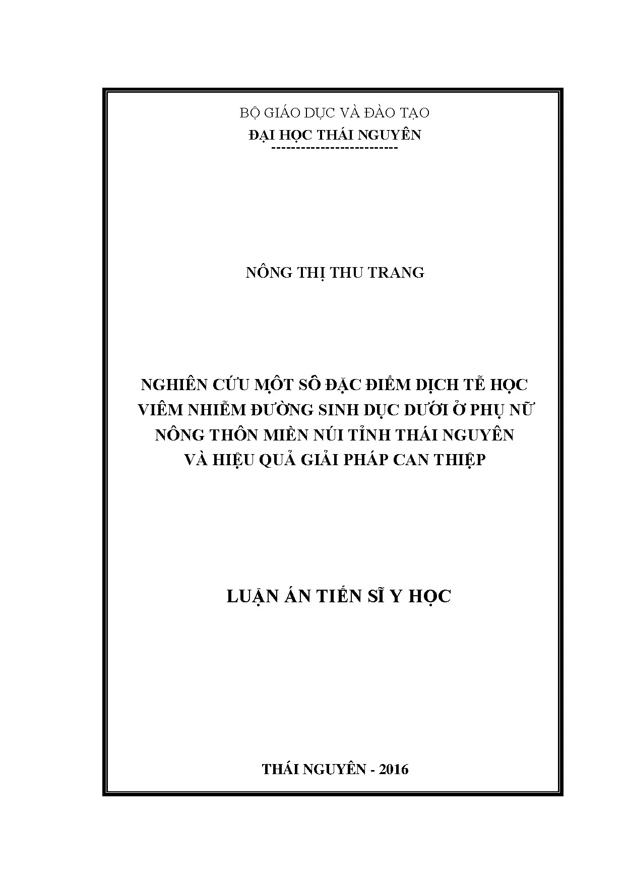Luận án tiến sĩ y học nghiên cứu một số đặc điểm dịch tễ học