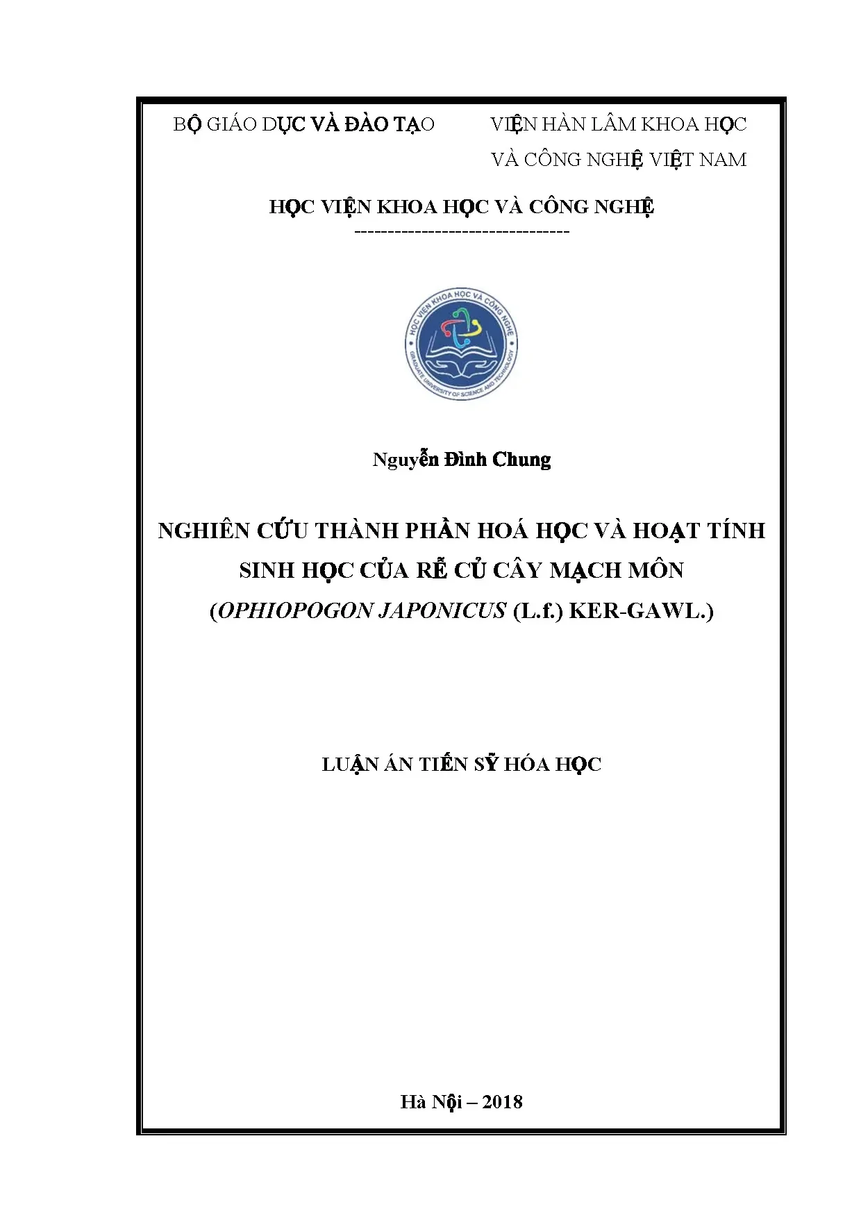 Nghiên cứu thành phần hóa học và hoạt tính sinh học của củ r