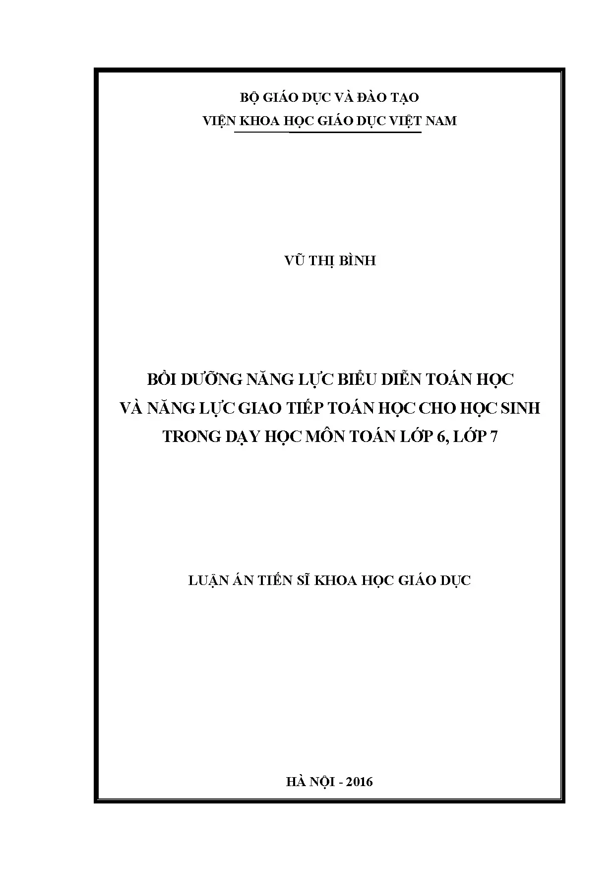 Bồi dưỡng năng lực biểu diễn và giao tiếp toán học lớp 6, 7