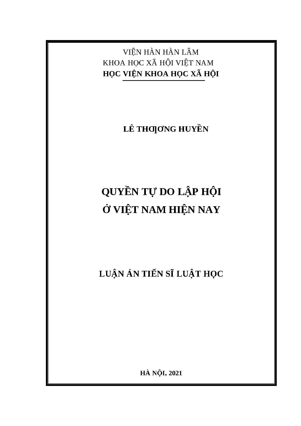 Luận án tiến sĩ file word quyền tự do lập hội ở việt nam hiệ