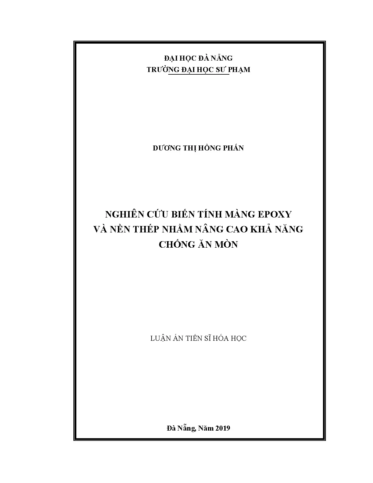 Chống ăn mòn màng Epoxy & thép: Luận án TS Hóa