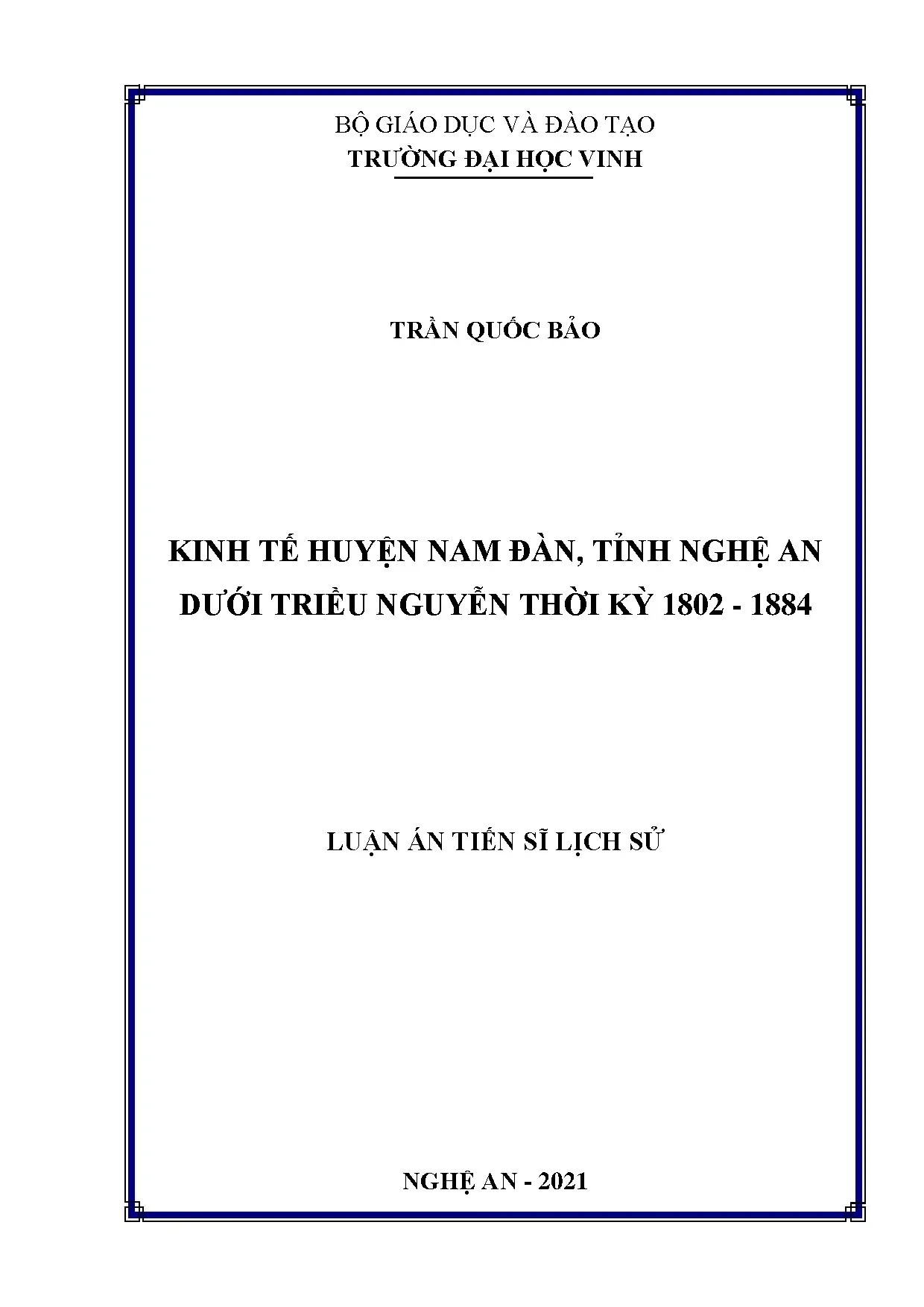 Kinh tế huyện nam đàn tỉnh nghệ an dưới triều nguyễn thời kỳ