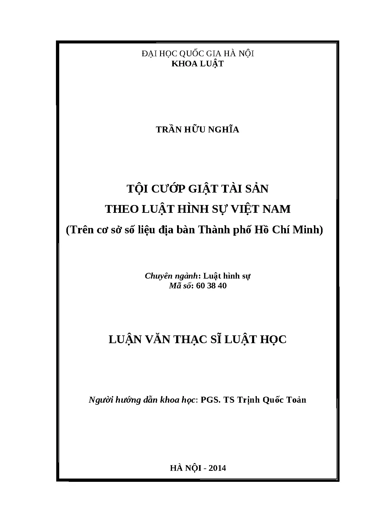 Tội cướp giật tài sản theo luật hình sự việt nam trên cơ sở