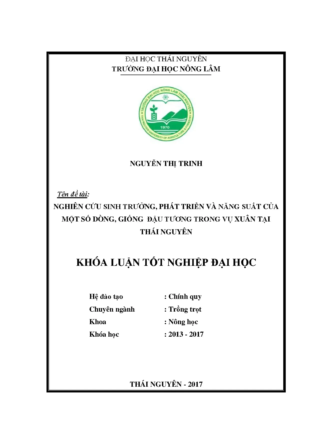 Nghiên cứu sinh trưởng phát triển và năng suất của một số dò