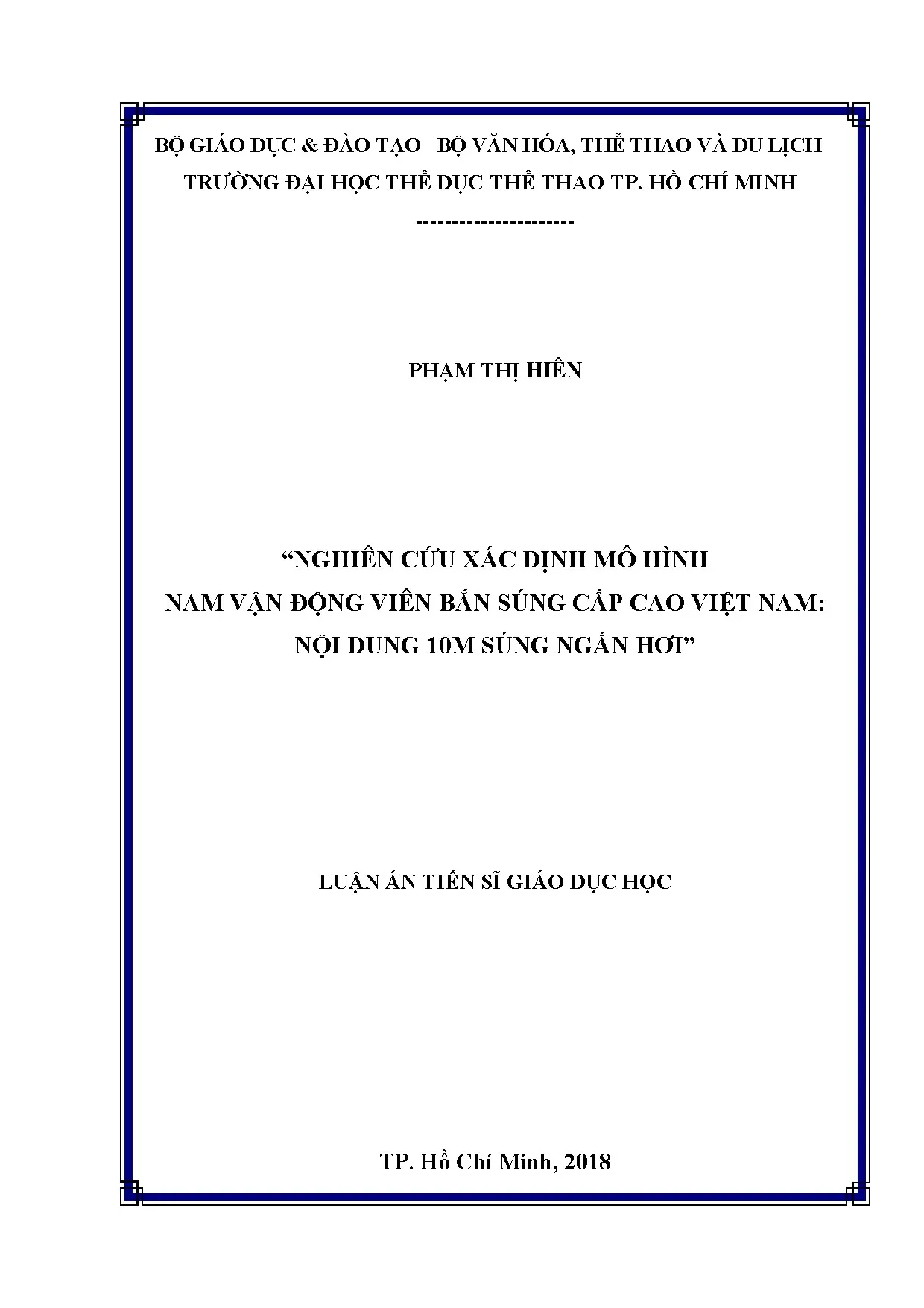 Xác định mô hình nam VĐV bắn súng cấp cao Việt Nam 10m súng ngắn hơi