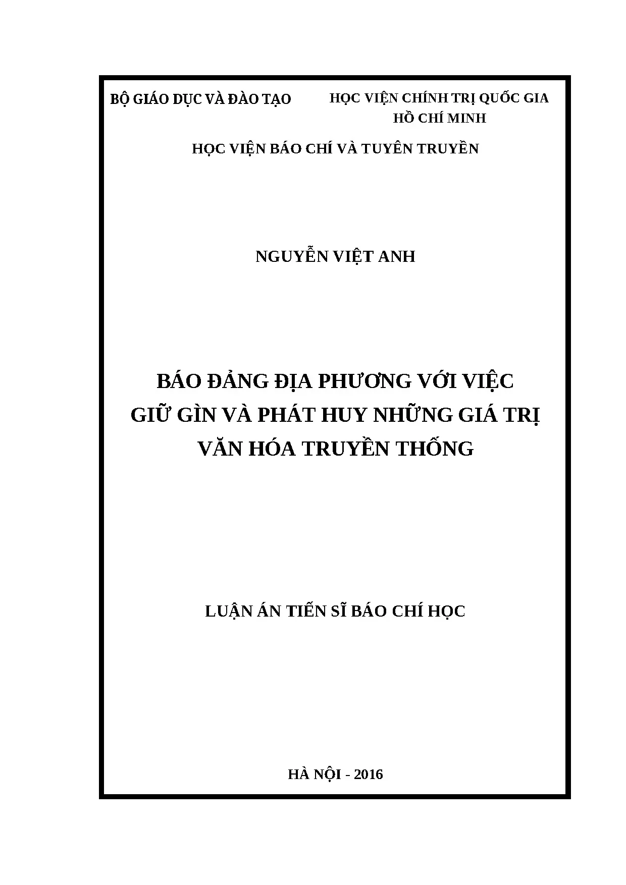 Báo Đảng Địa Phương & Giữ Gìn Giá Trị Văn Hóa Truyền Thống