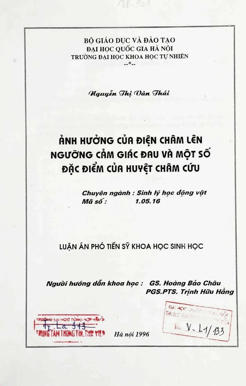 Ảnh hưởng Điện Châm lên Ngưỡng Đau và Huyệt Châm