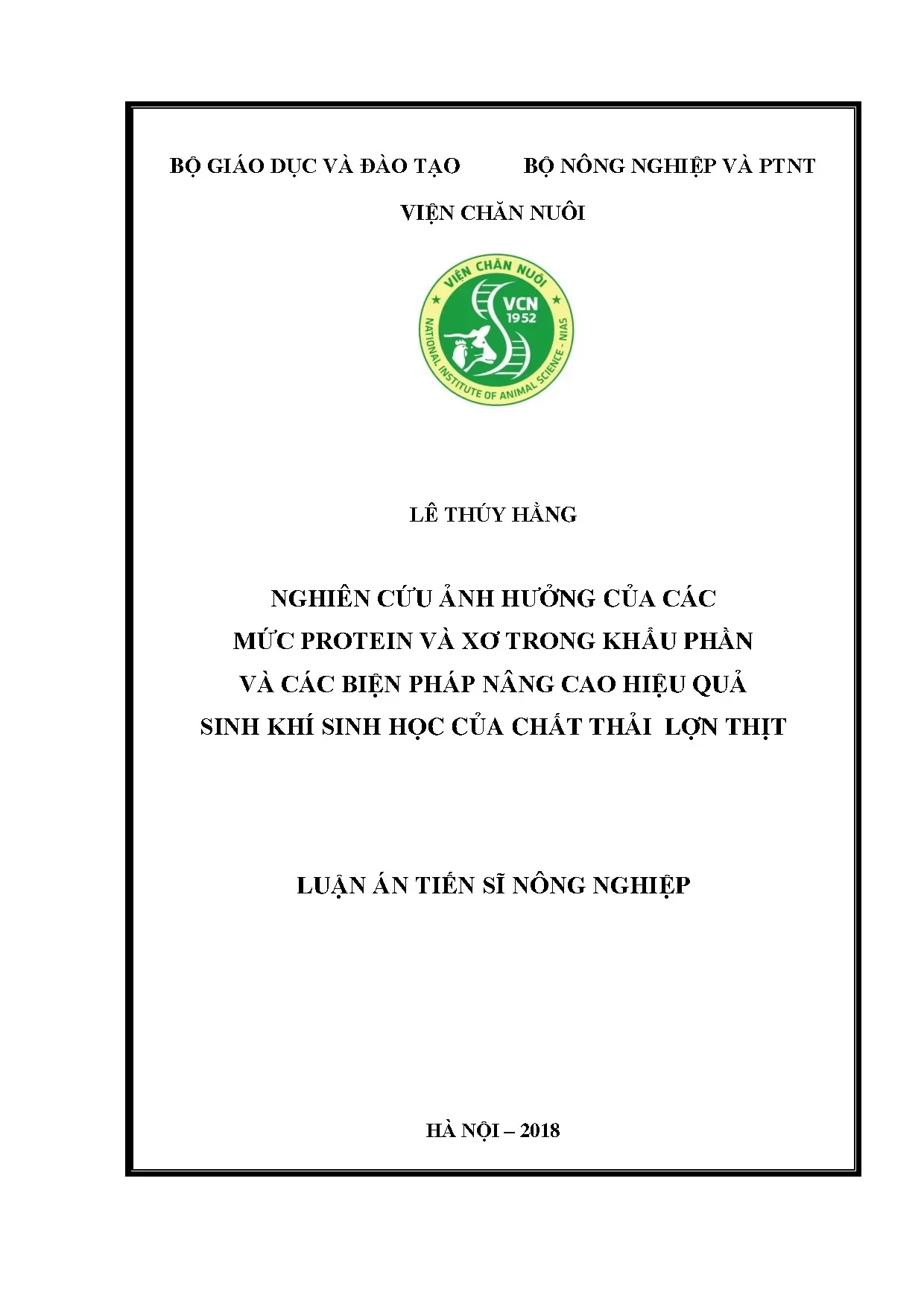 Protein, xơ & biogas chất thải lợn thịt