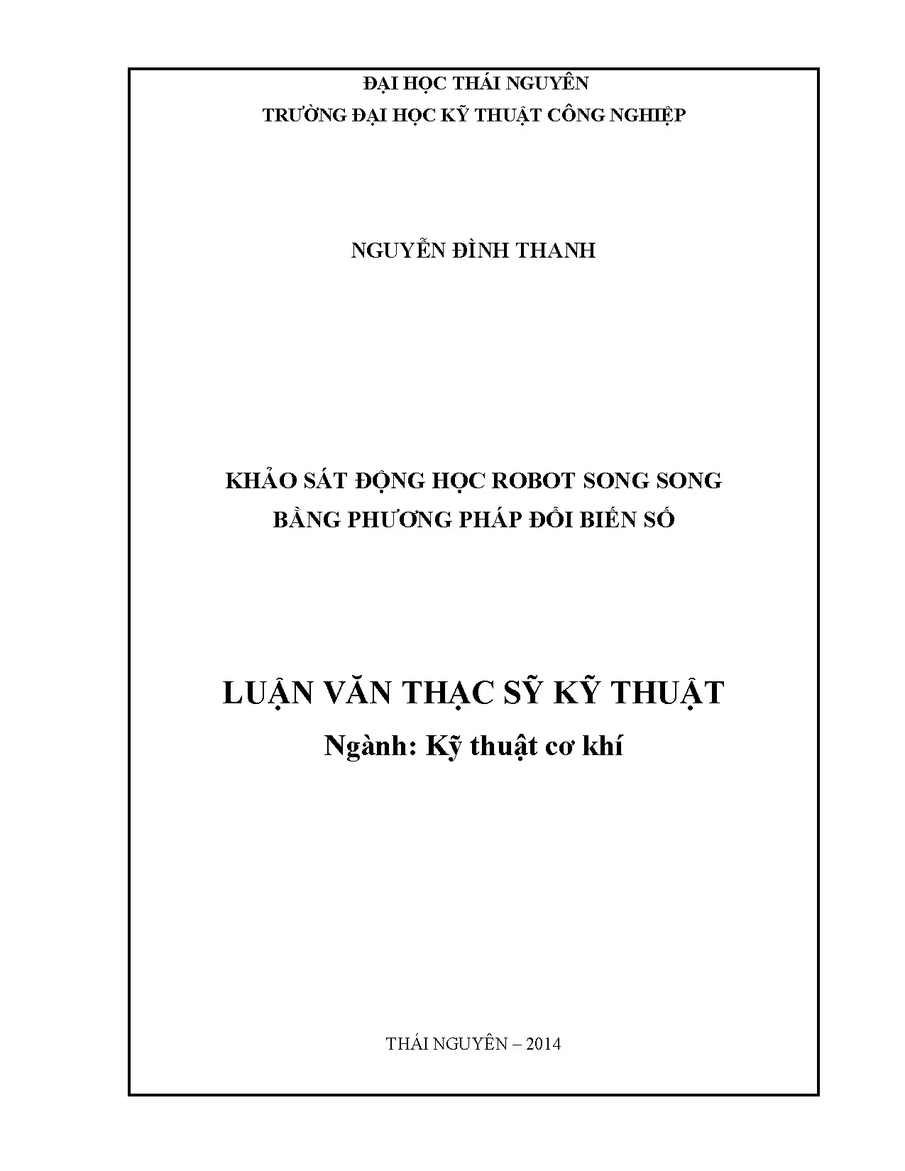 Khảo sát động học robot song song bằng phương pháp đổi biến
