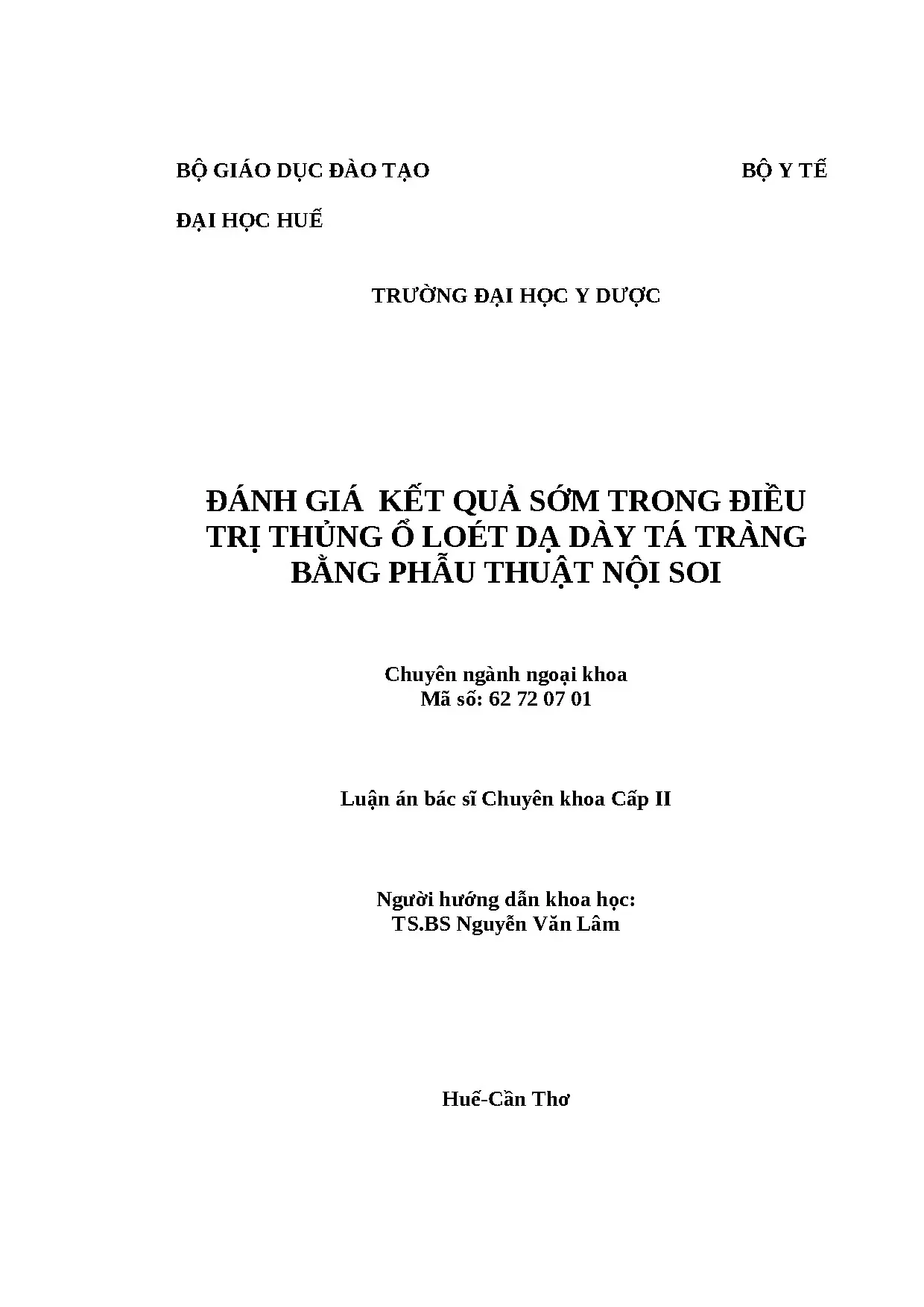 Luận án chuyên khoa 2 full ngoại khoa đánh giá kết quả sớm t