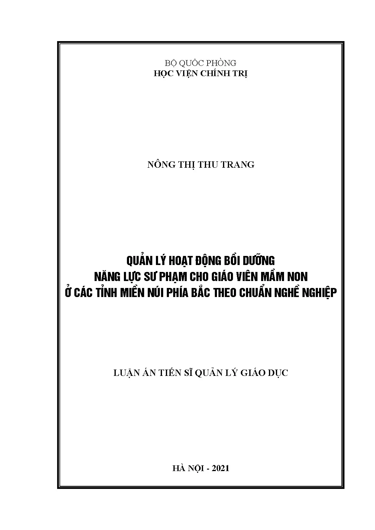 Quản lý bồi dưỡng giáo viên mầm non miền núi phía Bắc